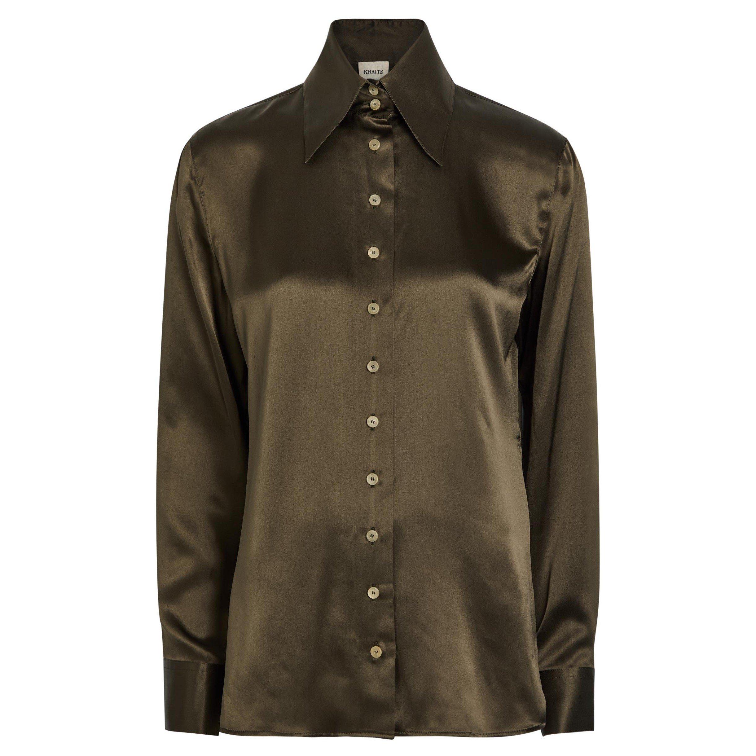 KHAKI - Khaite - Women's Ivy Silk Blouse - 1