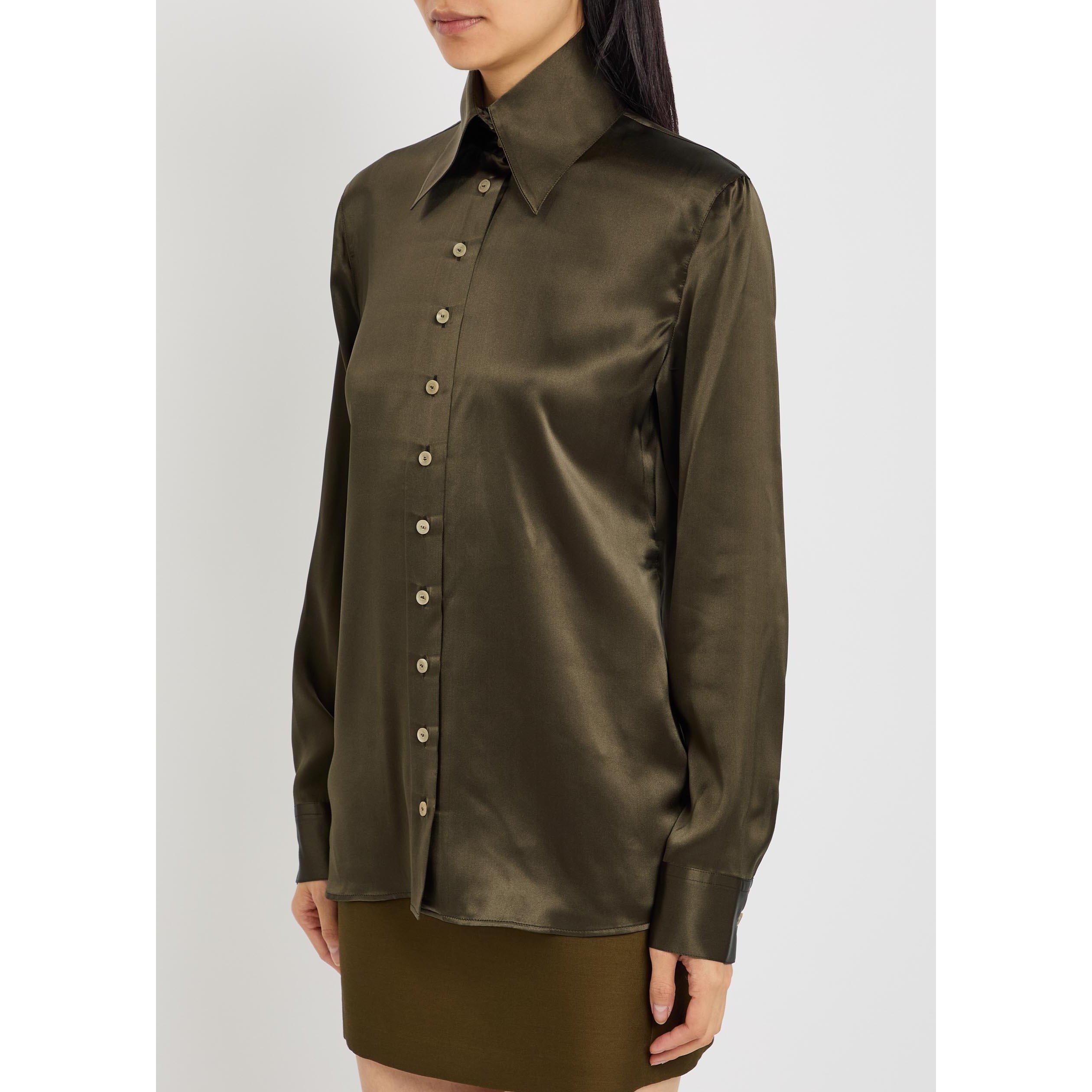 KHAKI - Khaite - Women's Ivy Silk Blouse - 2