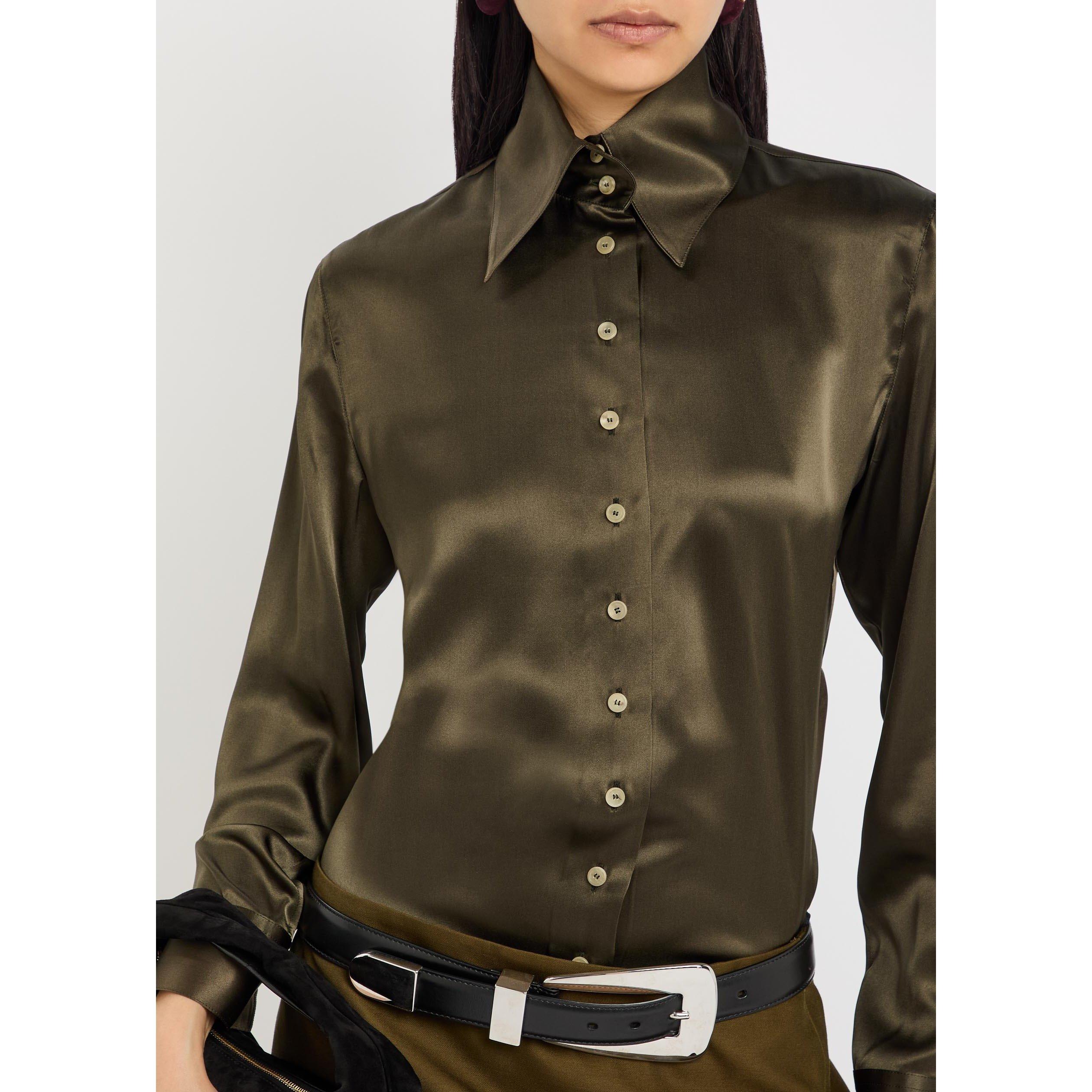 KHAKI - Khaite - Women's Ivy Silk Blouse - 4