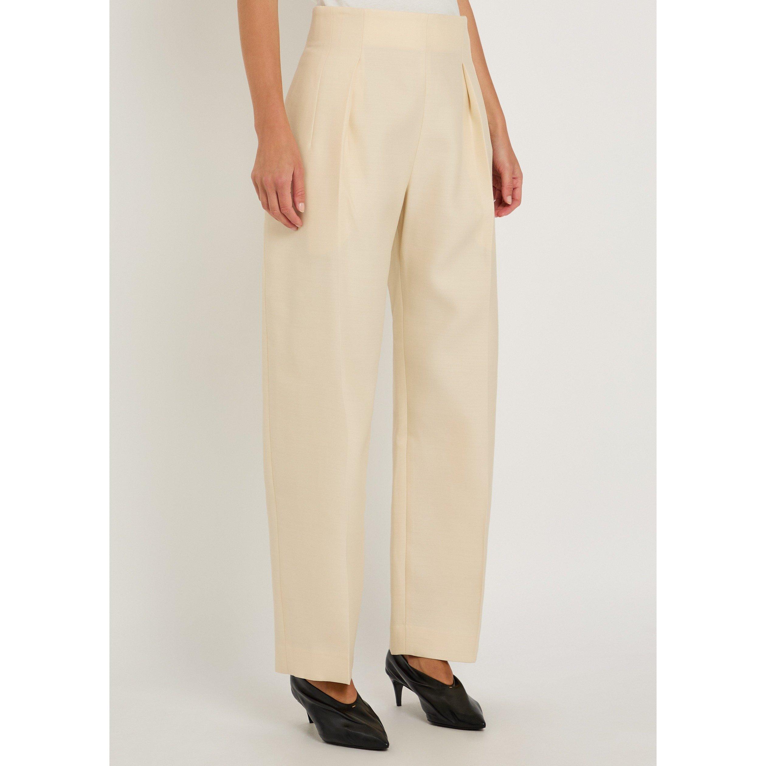 IVORY - Khaite - Women's Somera Wool Silk Straight Trousers - 2