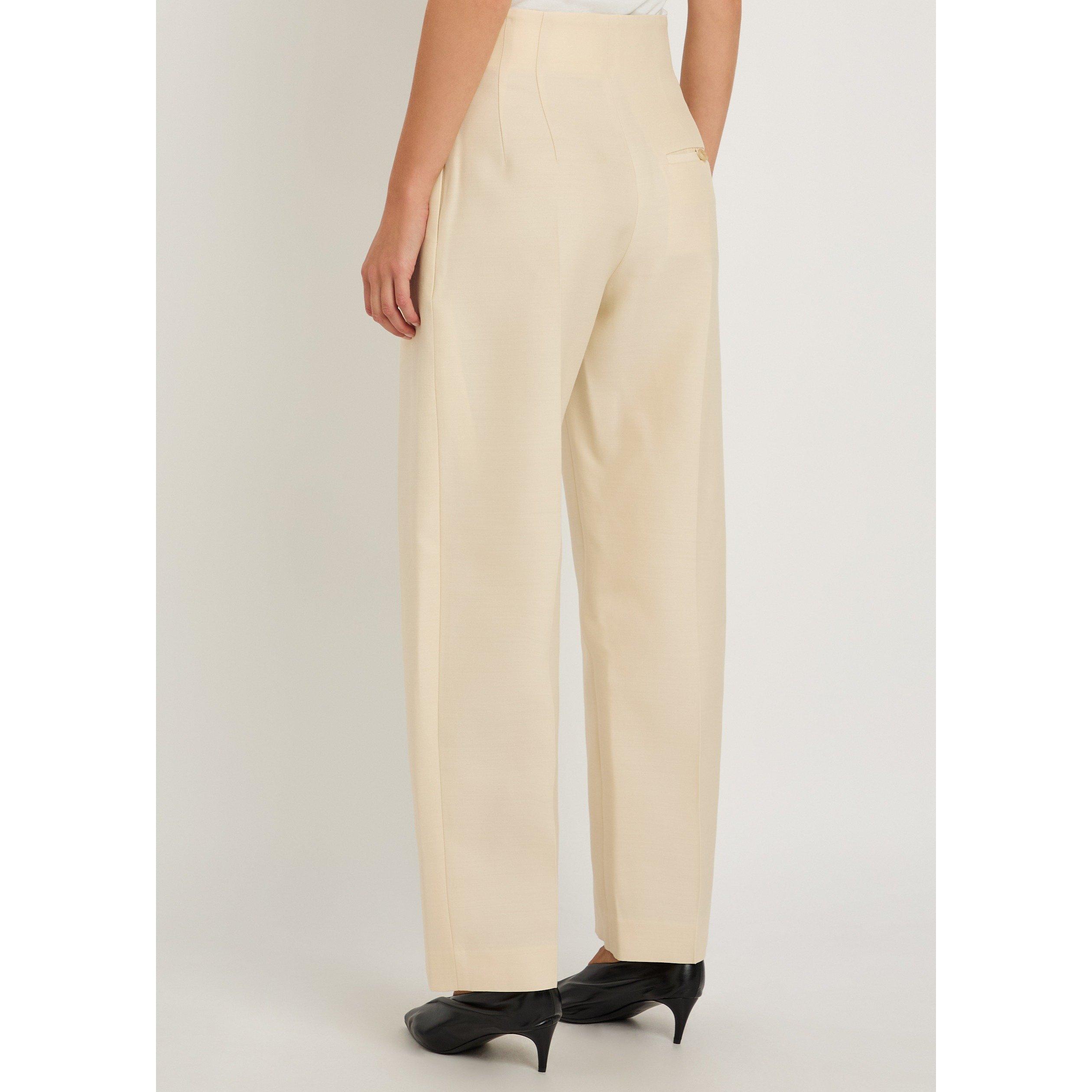IVORY - Khaite - Women's Somera Wool Silk Straight Trousers - 3