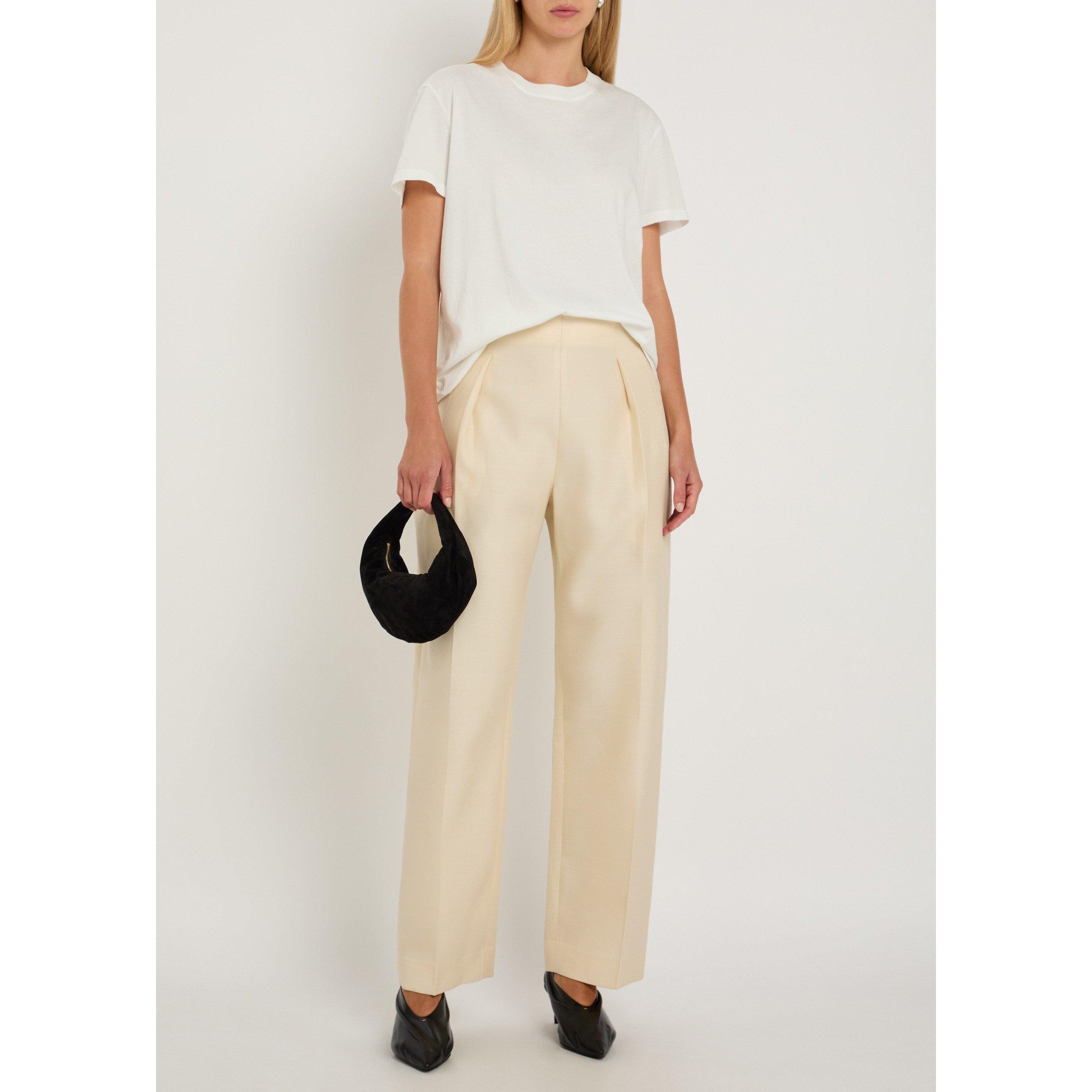 IVORY - Khaite - Women's Somera Wool Silk Straight Trousers - 5