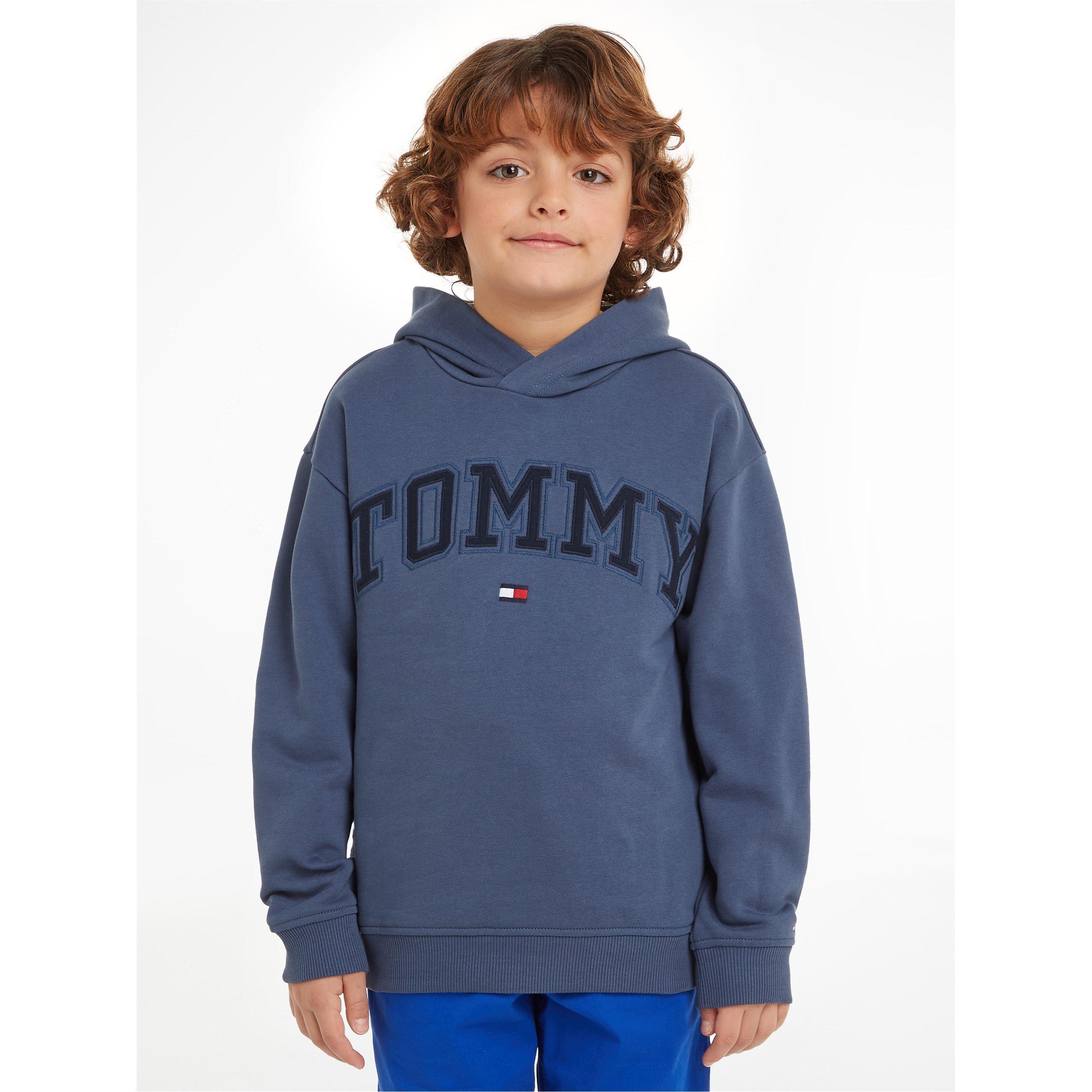 Tommy Hilfiger Varsity Over The Head Hoodie Junior - Aegean Sea - Size 16Y