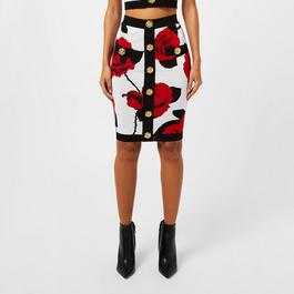 Balmain Floral Jacquard Midi Skirt