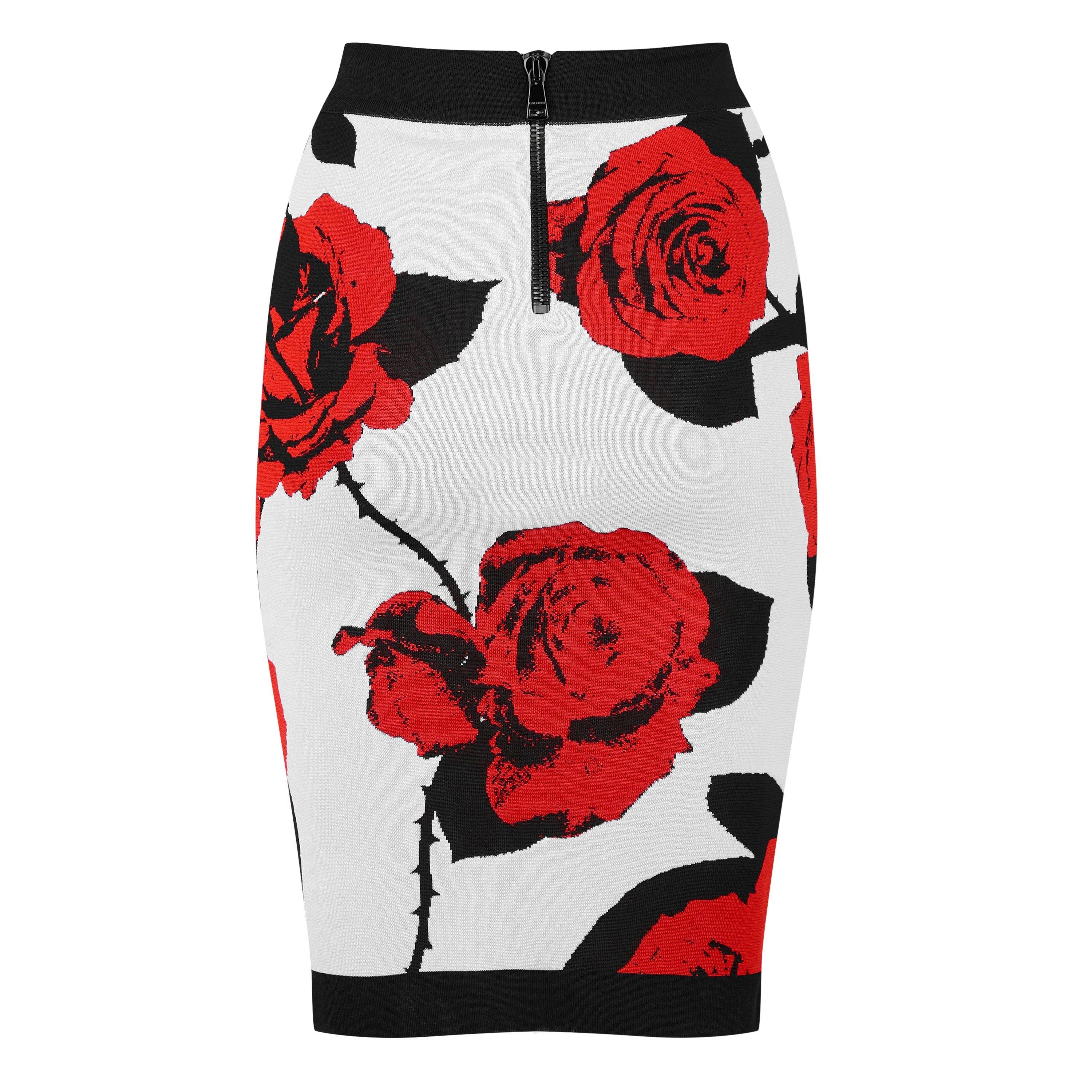NOIR/ROUGE - Balmain - Floral Jacquard Midi Skirt - 6