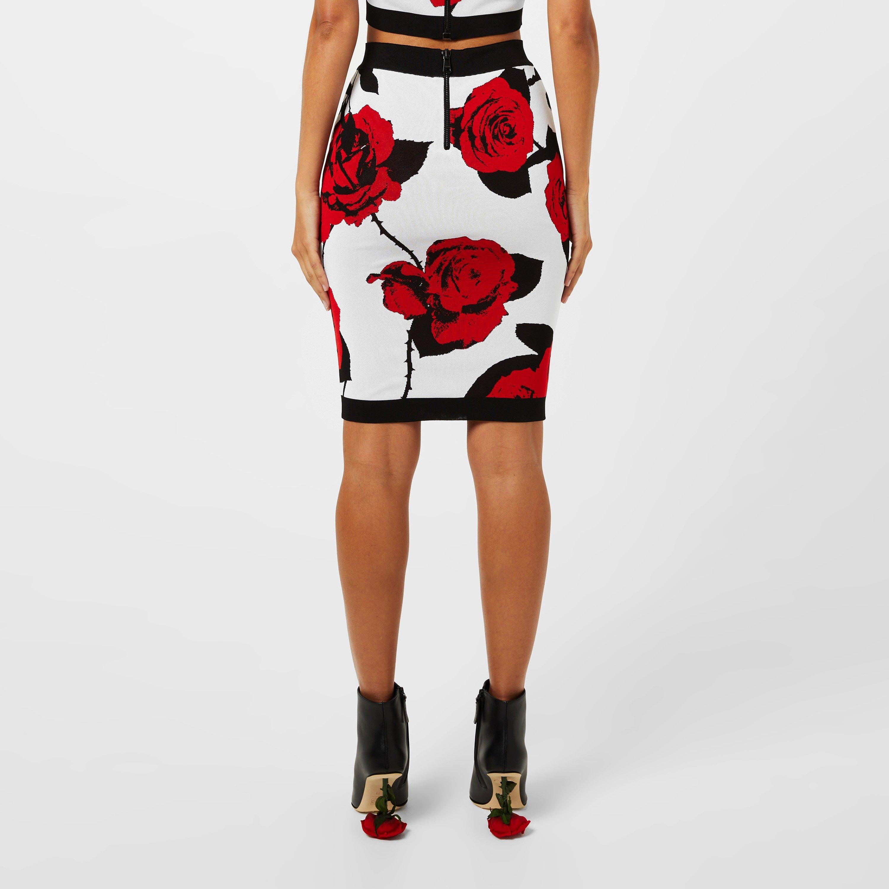 NOIR/ROUGE - Balmain - Floral Jacquard Midi Skirt - 3