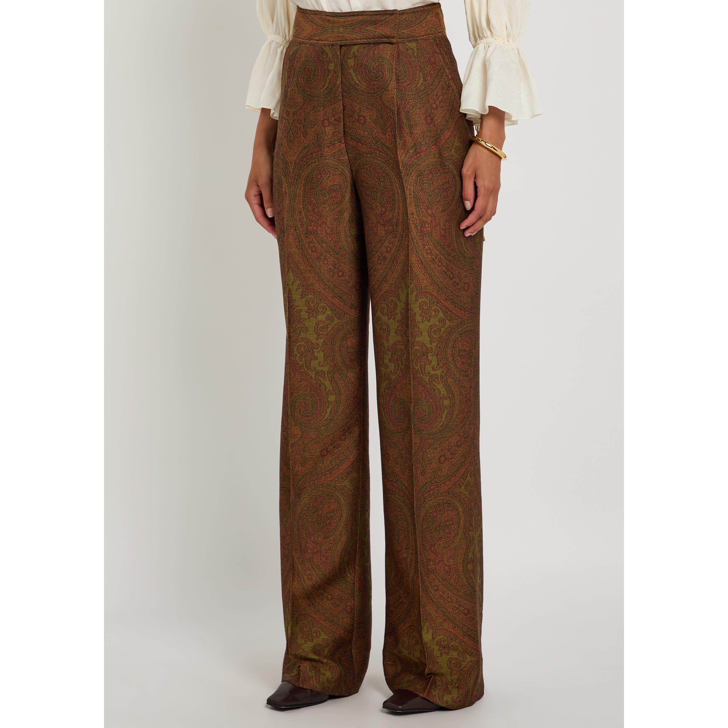 MULTICOLOURED - Etro - Women's Paisley Wool-Blend Straight Trousers - 2