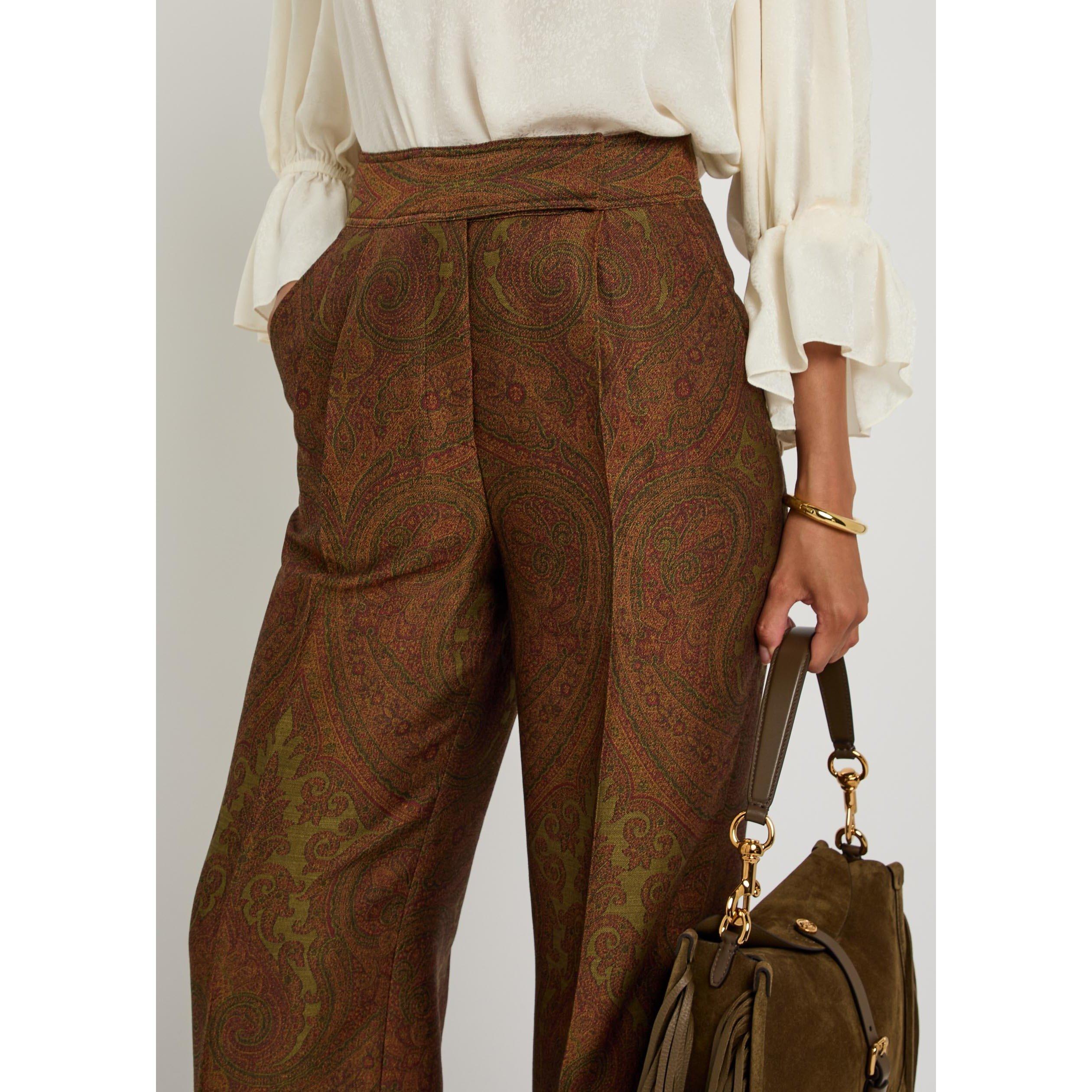 MULTICOLOURED - Etro - Women's Paisley Wool-Blend Straight Trousers - 4