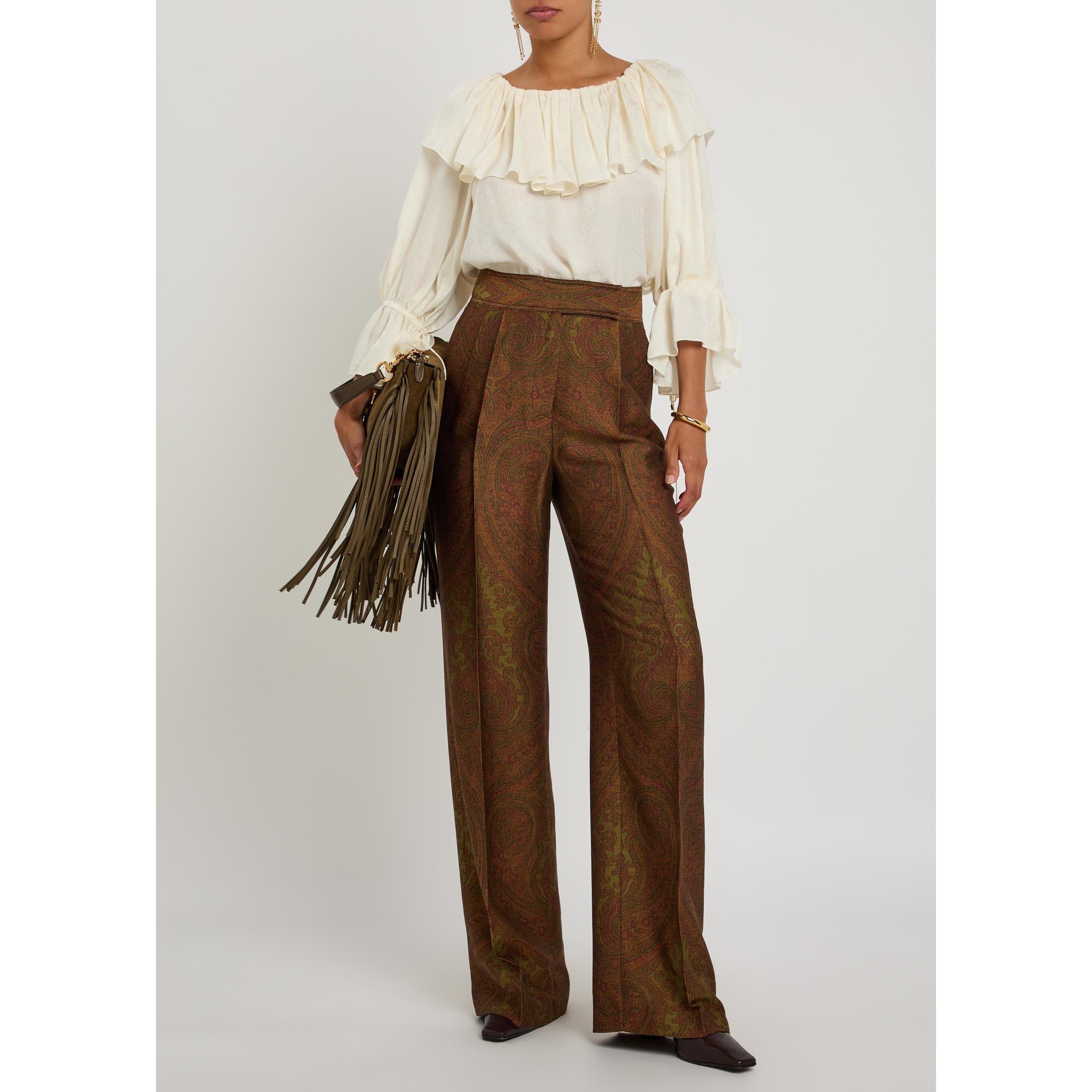 MULTICOLOURED - Etro - Women's Paisley Wool-Blend Straight Trousers - 5