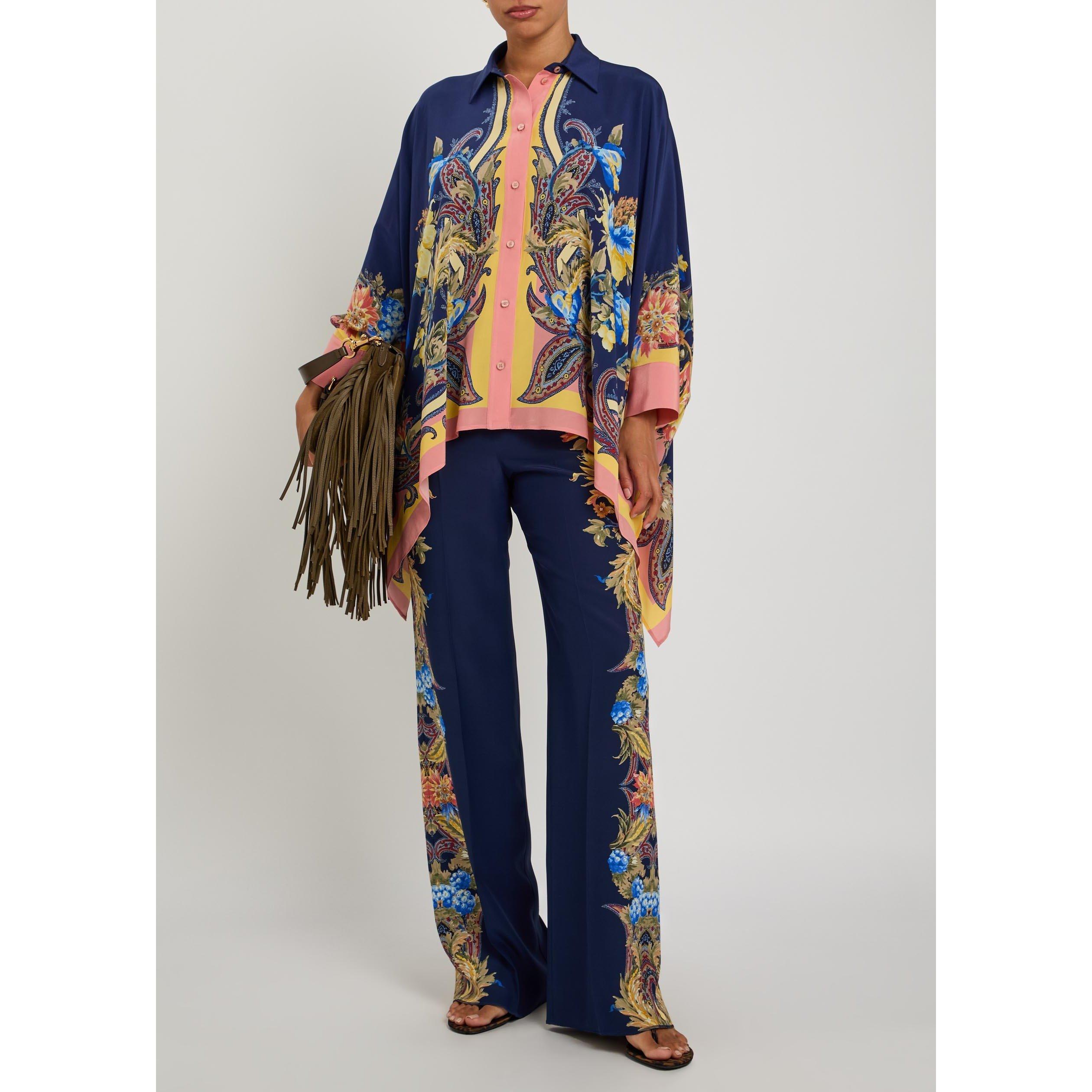 MULTICOLOURED - Etro - Women's Paisley Silk Long-Sleeve Oversized-Fit Blouse - 5