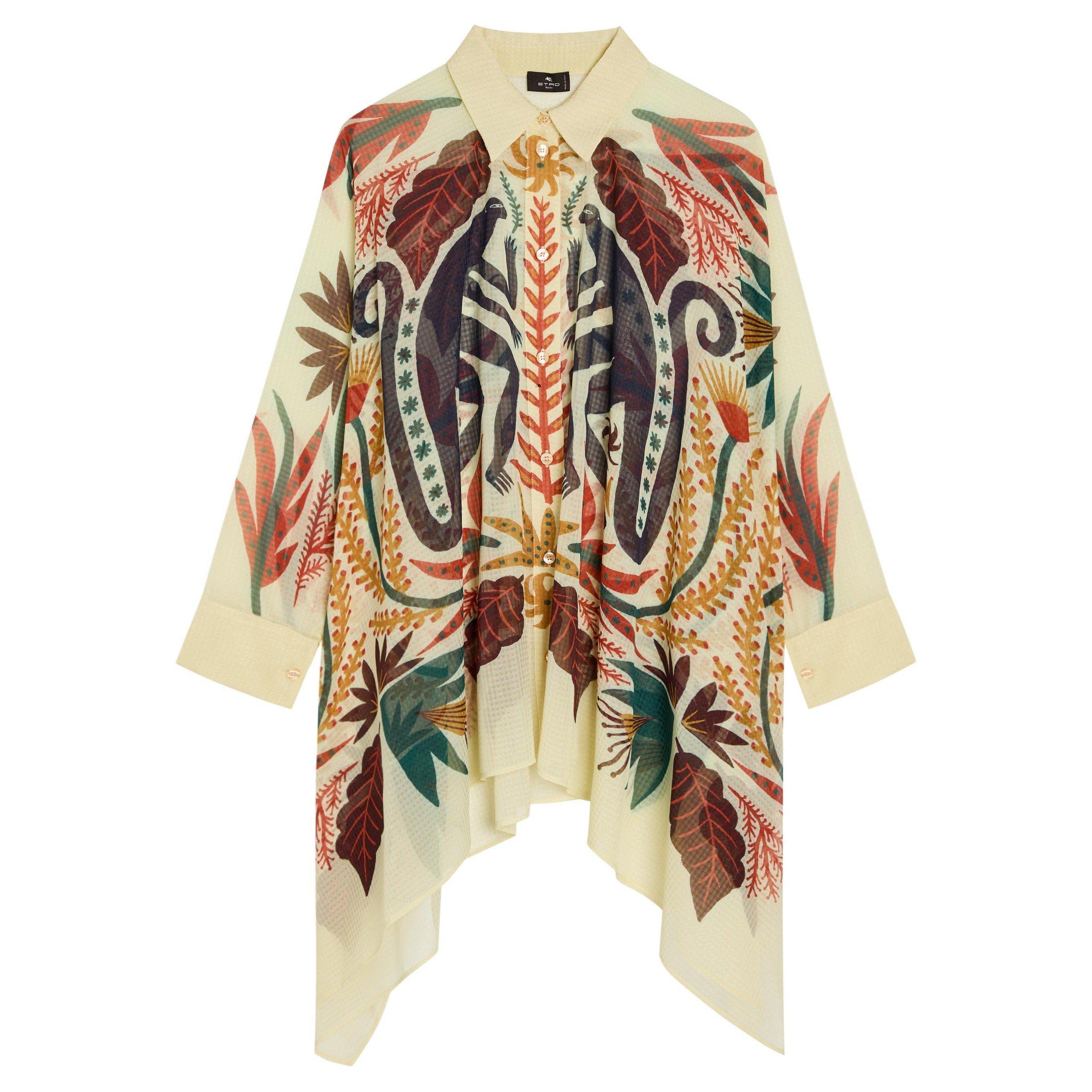 MULTICOLOURED - Etro - Women's Printed Long-Sleeve Oversized-Fit Blouse - 1