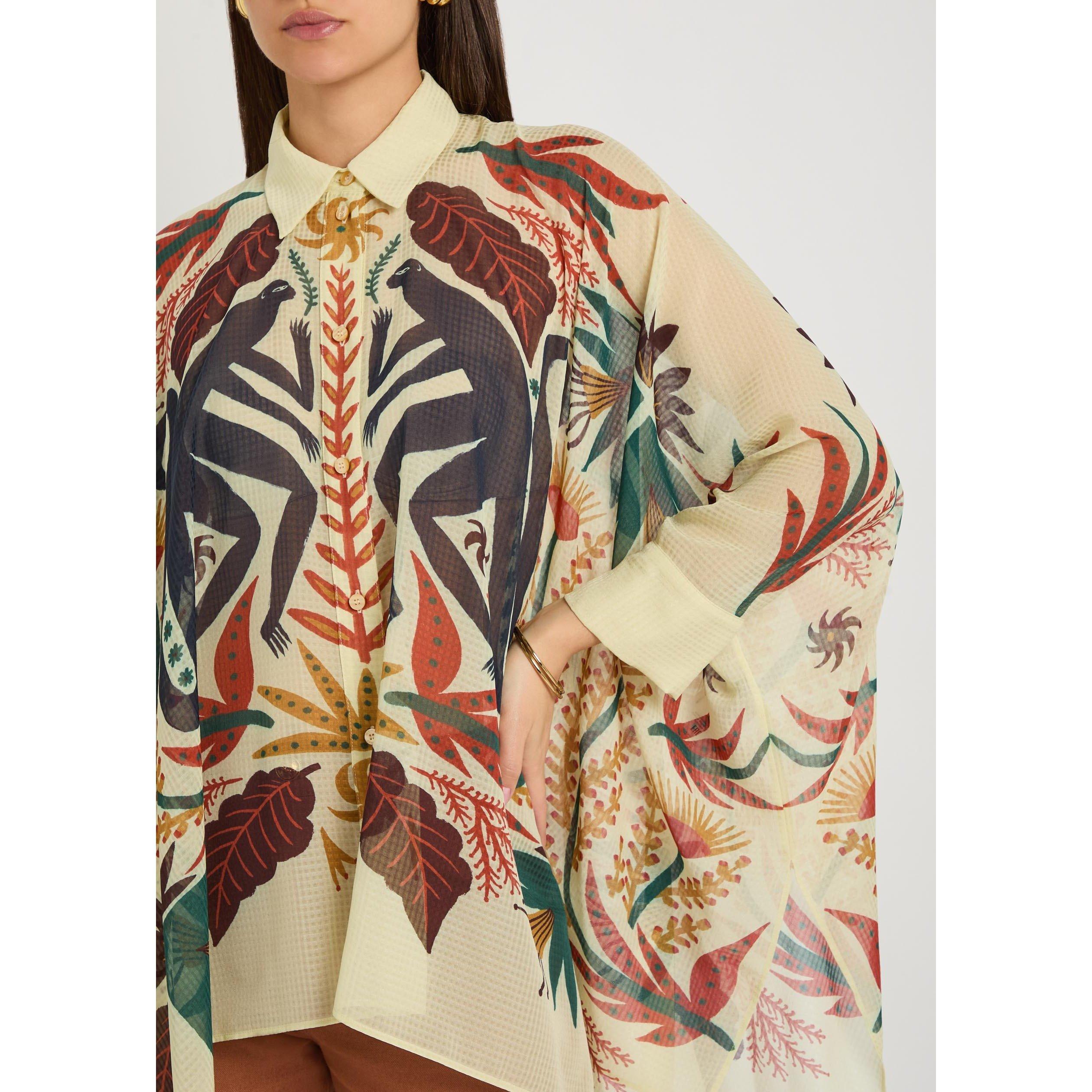 MULTICOLOURED - Etro - Women's Printed Long-Sleeve Oversized-Fit Blouse - 4