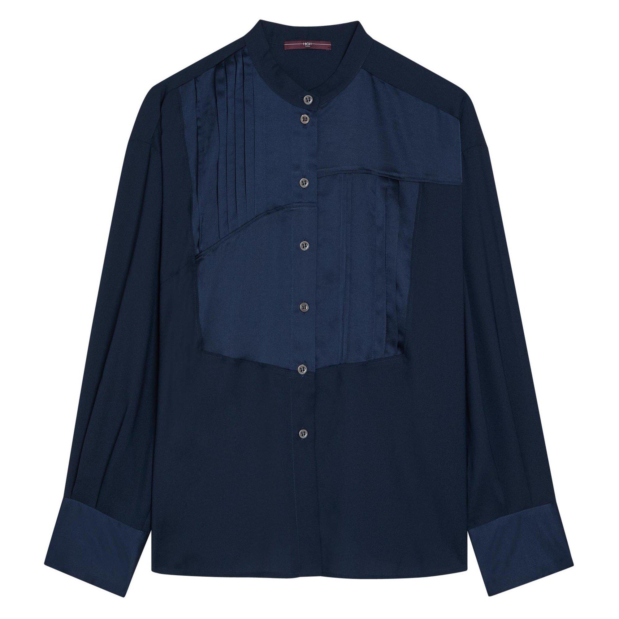 NAVY - High - SB LS GIZMO SATIN BLOUSE