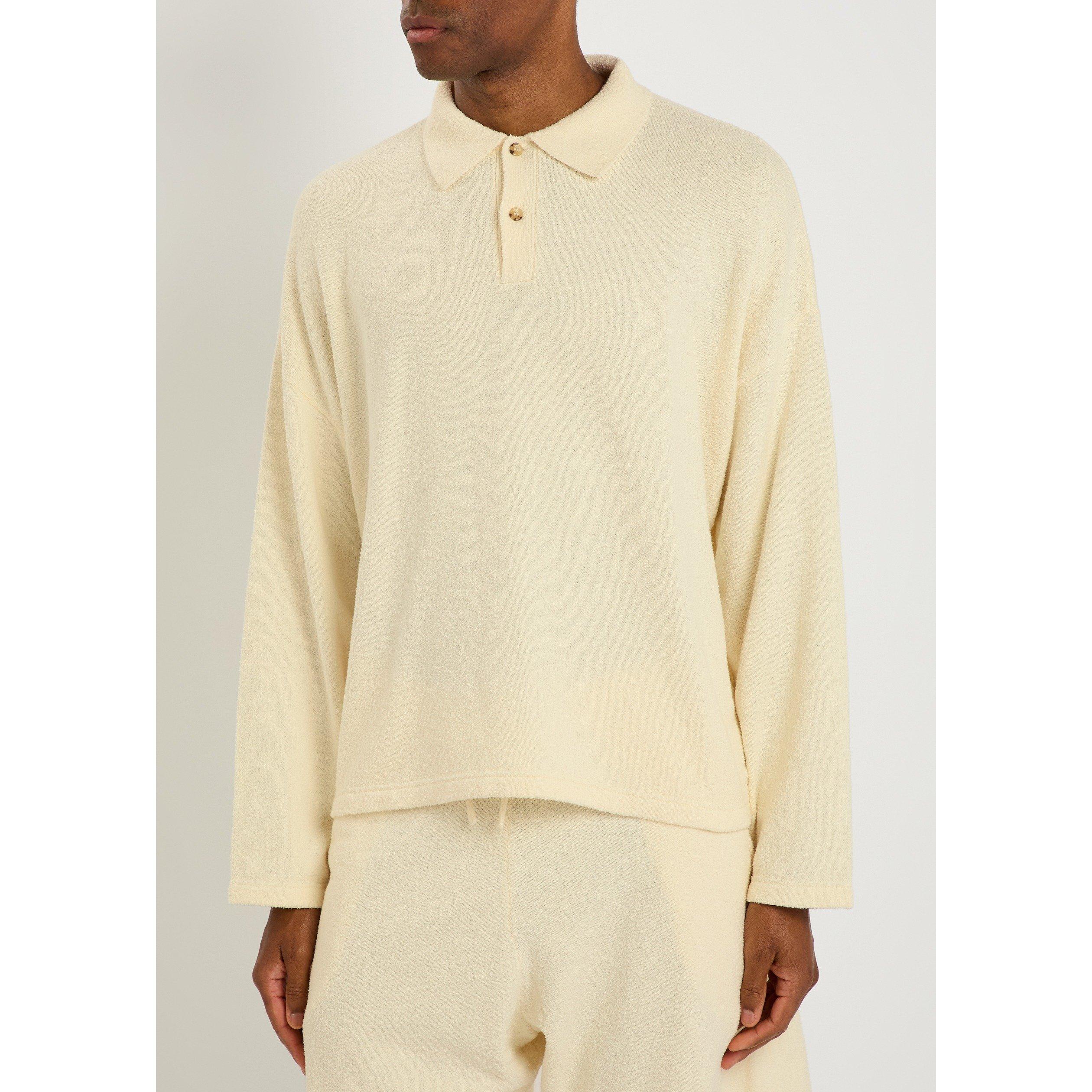 IVORY - PICANTE - Men's Long-Sleeve Cotton Oversized-Fit Polo Shirt - 2