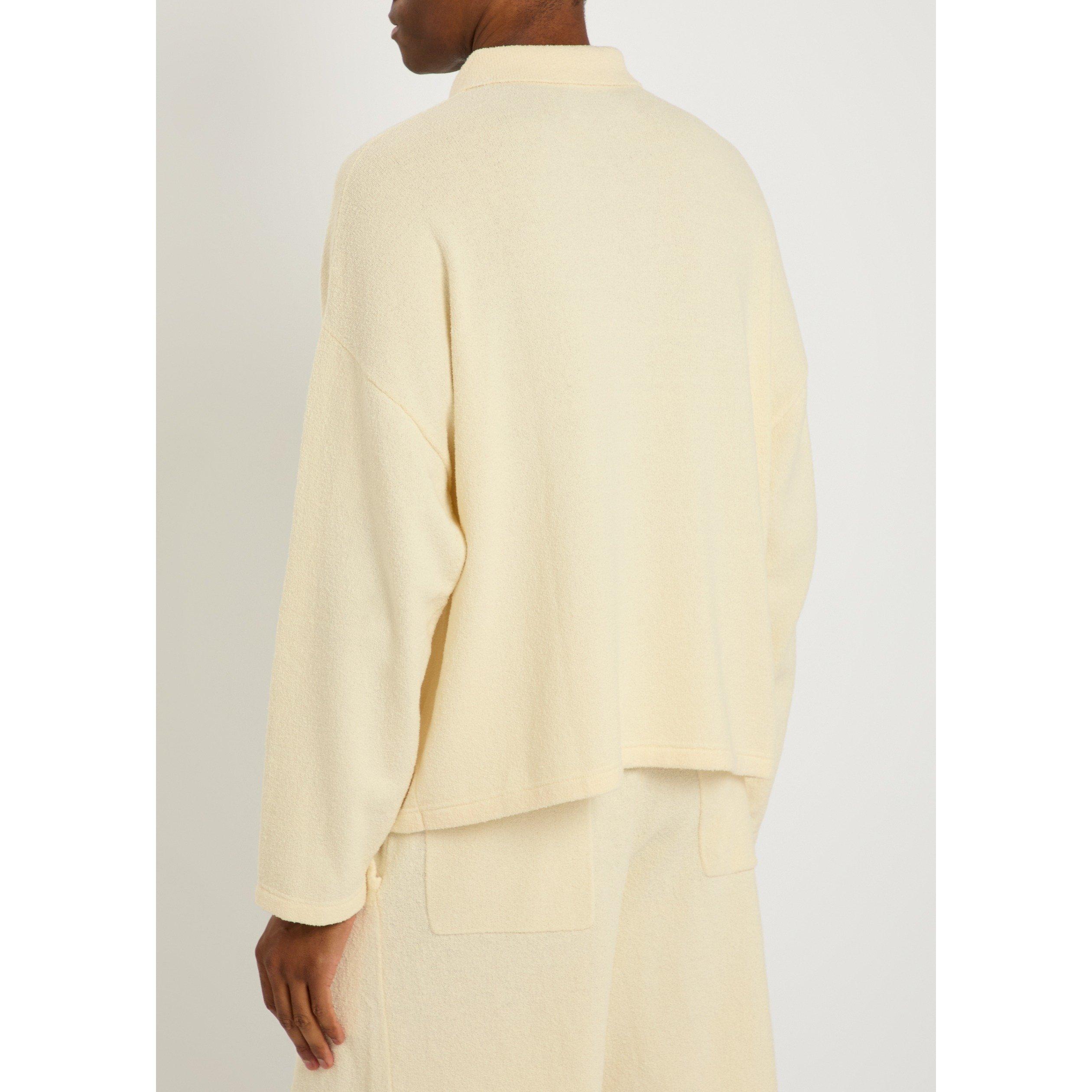 IVORY - PICANTE - Men's Long-Sleeve Cotton Oversized-Fit Polo Shirt - 3