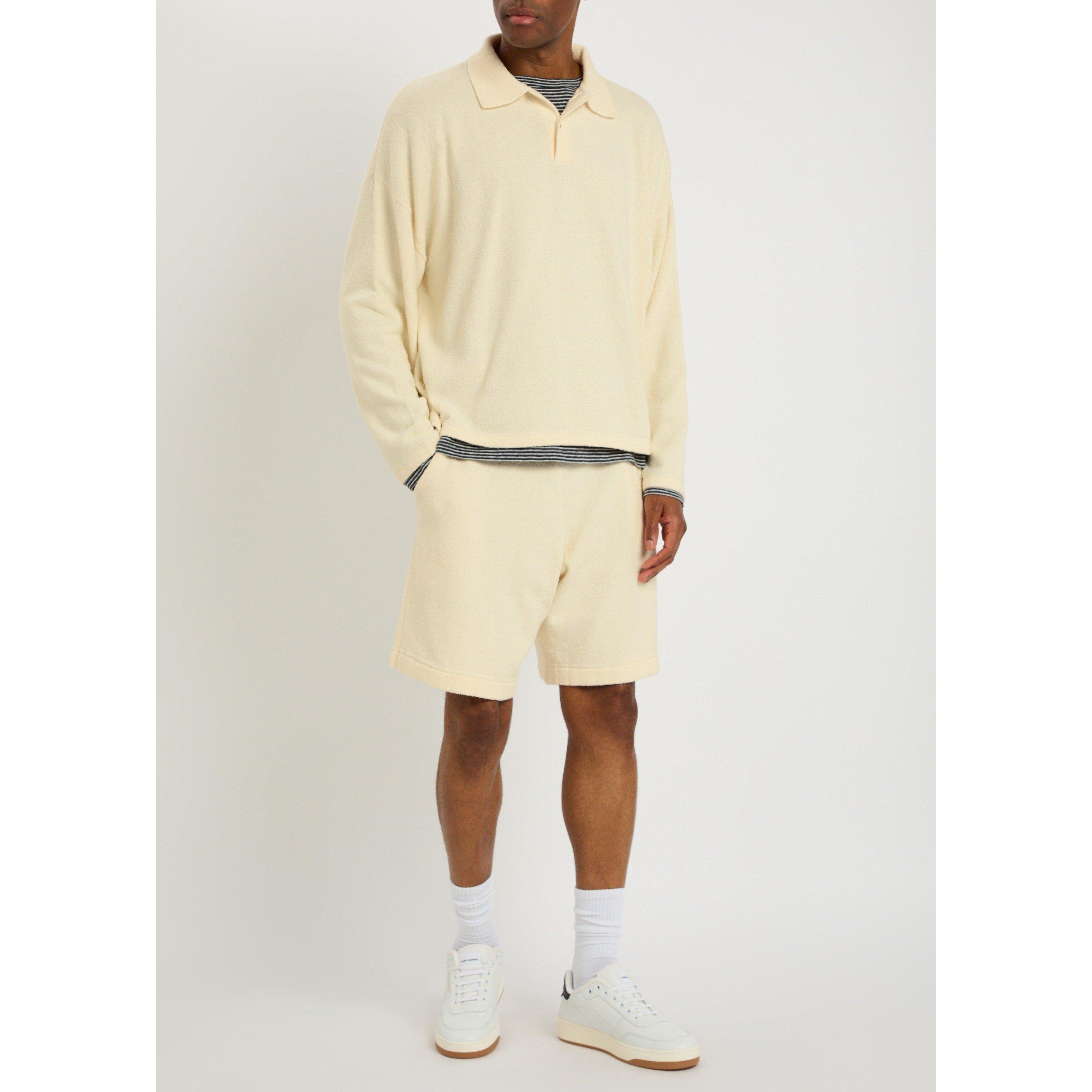 IVORY - PICANTE - Men's Long-Sleeve Cotton Oversized-Fit Polo Shirt - 5