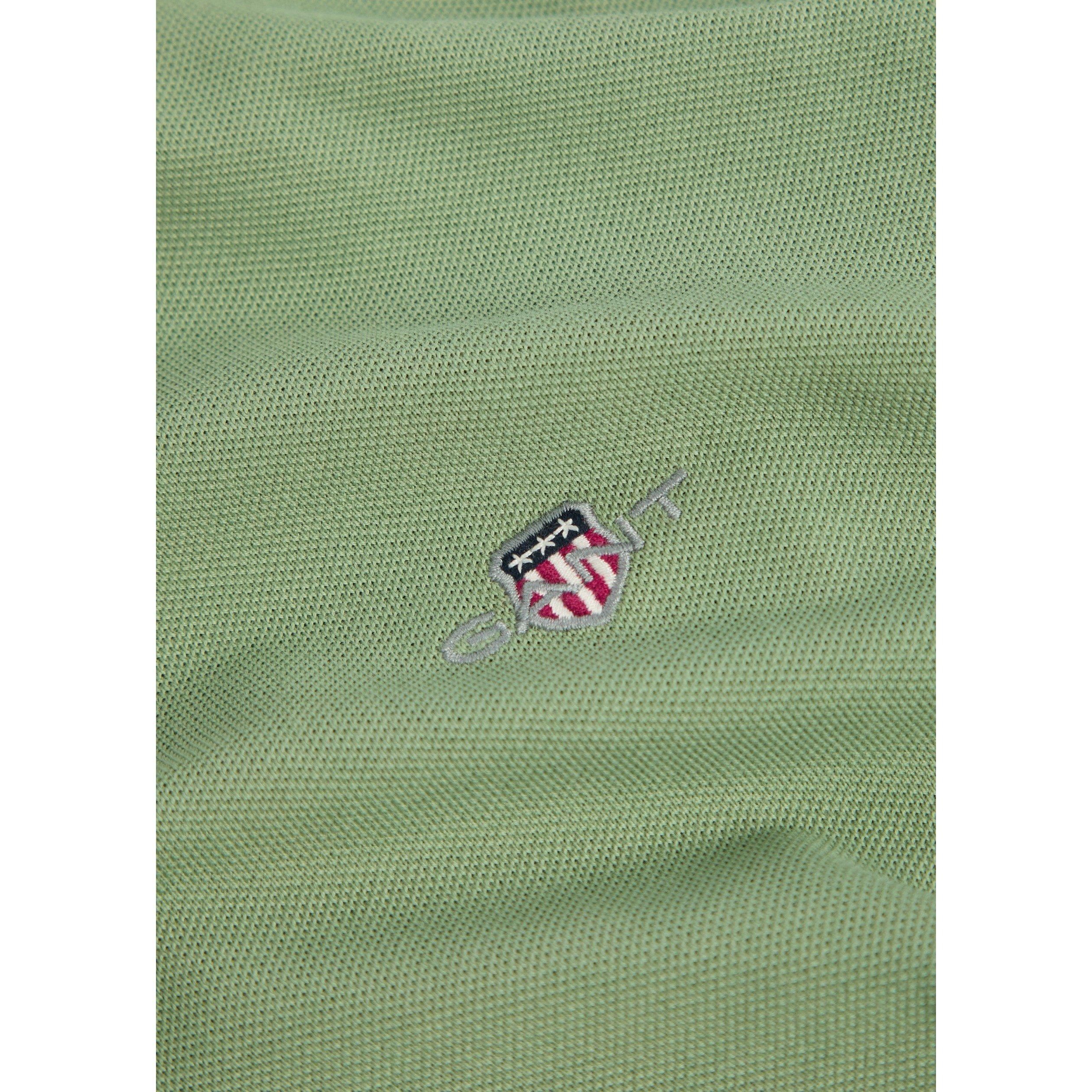 LIGHT GREEN - Gant - Men's Shield Logo Cotton Short-Sleeve Polo Shirt - 4