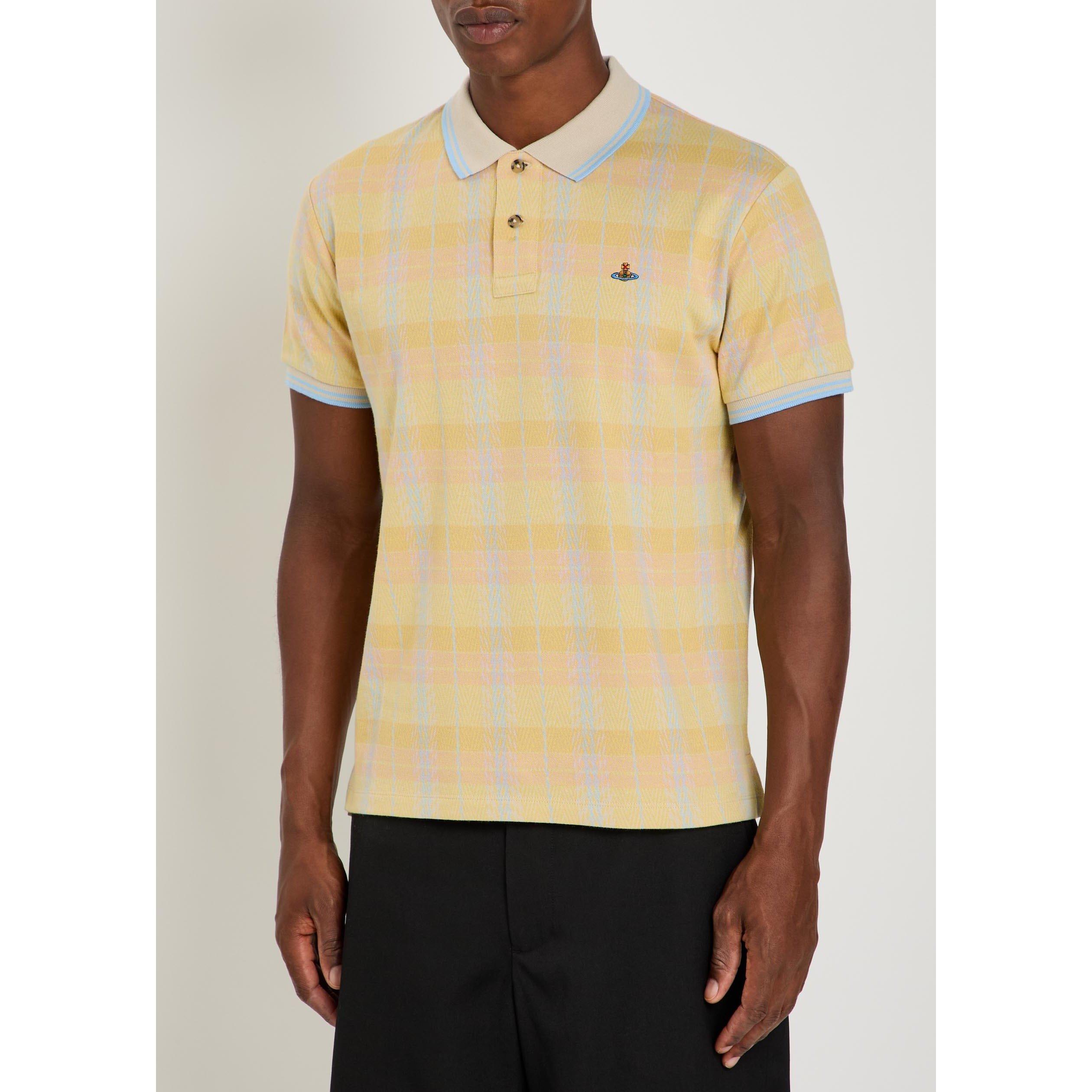 YELLOW AND OTHE - Vivienne Westwood - Men's Herringbone Cotton Short-Sleeve Polo Shirt - 2