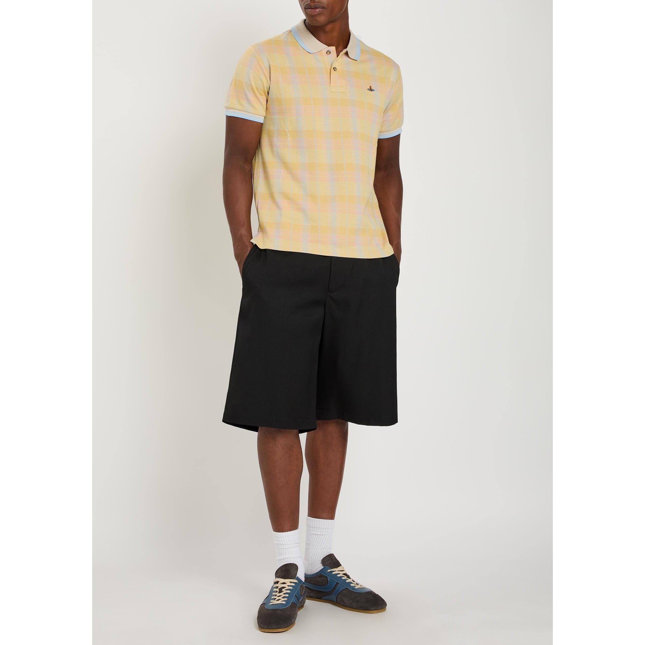 YELLOW AND OTHE - Vivienne Westwood - Men's Herringbone Cotton Short-Sleeve Polo Shirt - 5