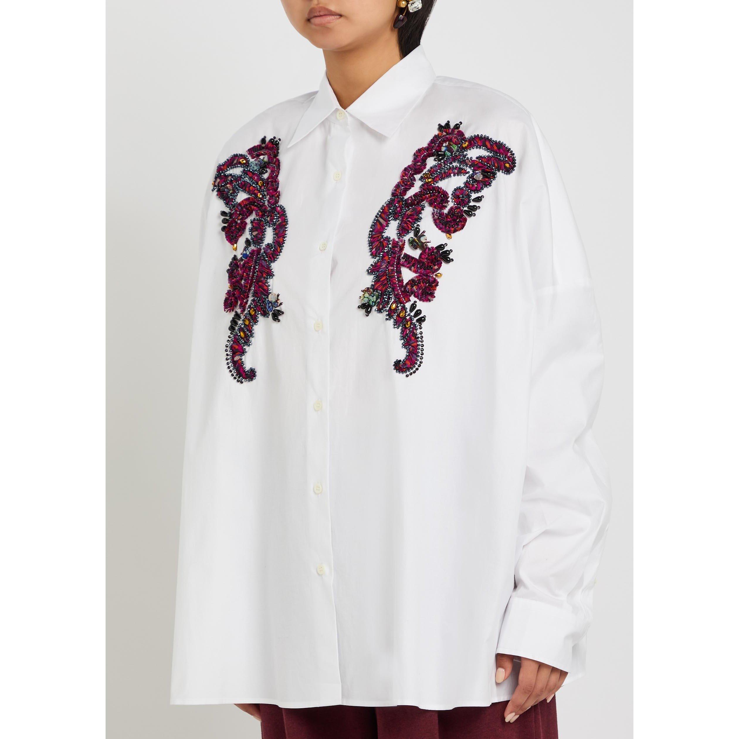 WHITE AND OTHER - Dries Van Noten - 00830-CASIA EMB 4433 W.W.SHIRT - 2