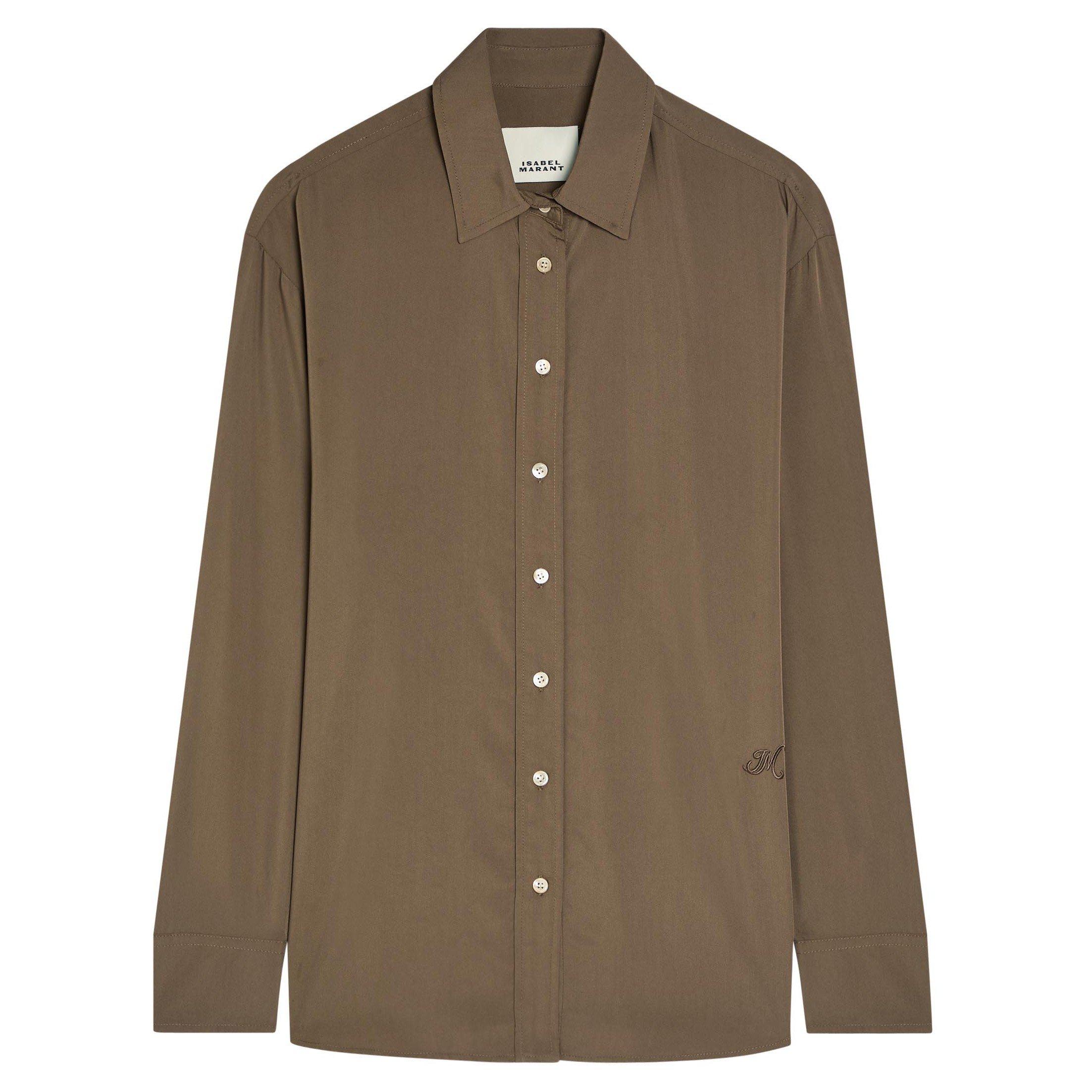 KHAKI - Isabel Marant - Women's Fabriza-GA Modal Oversized-Fit Long-Sleeve Blouse - 1