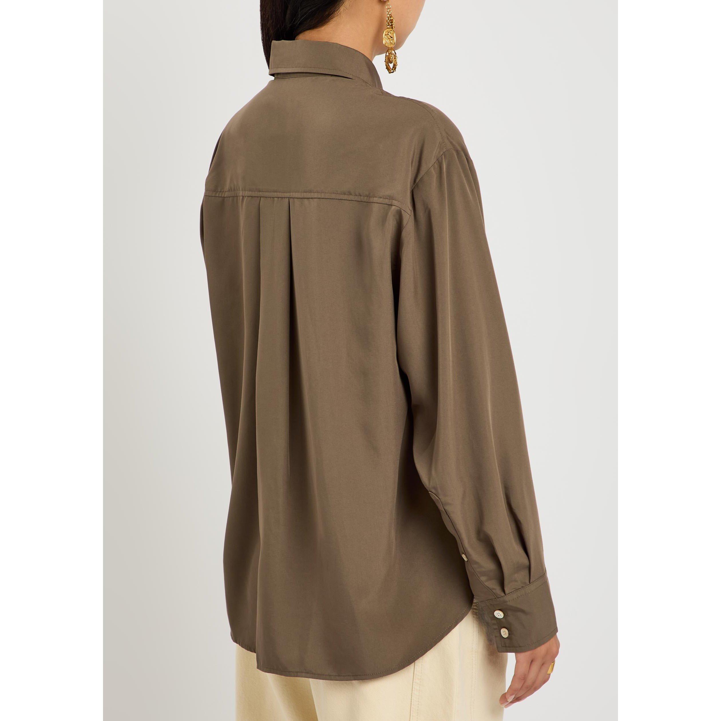 KHAKI - Isabel Marant - Women's Fabriza-GA Modal Oversized-Fit Long-Sleeve Blouse - 3