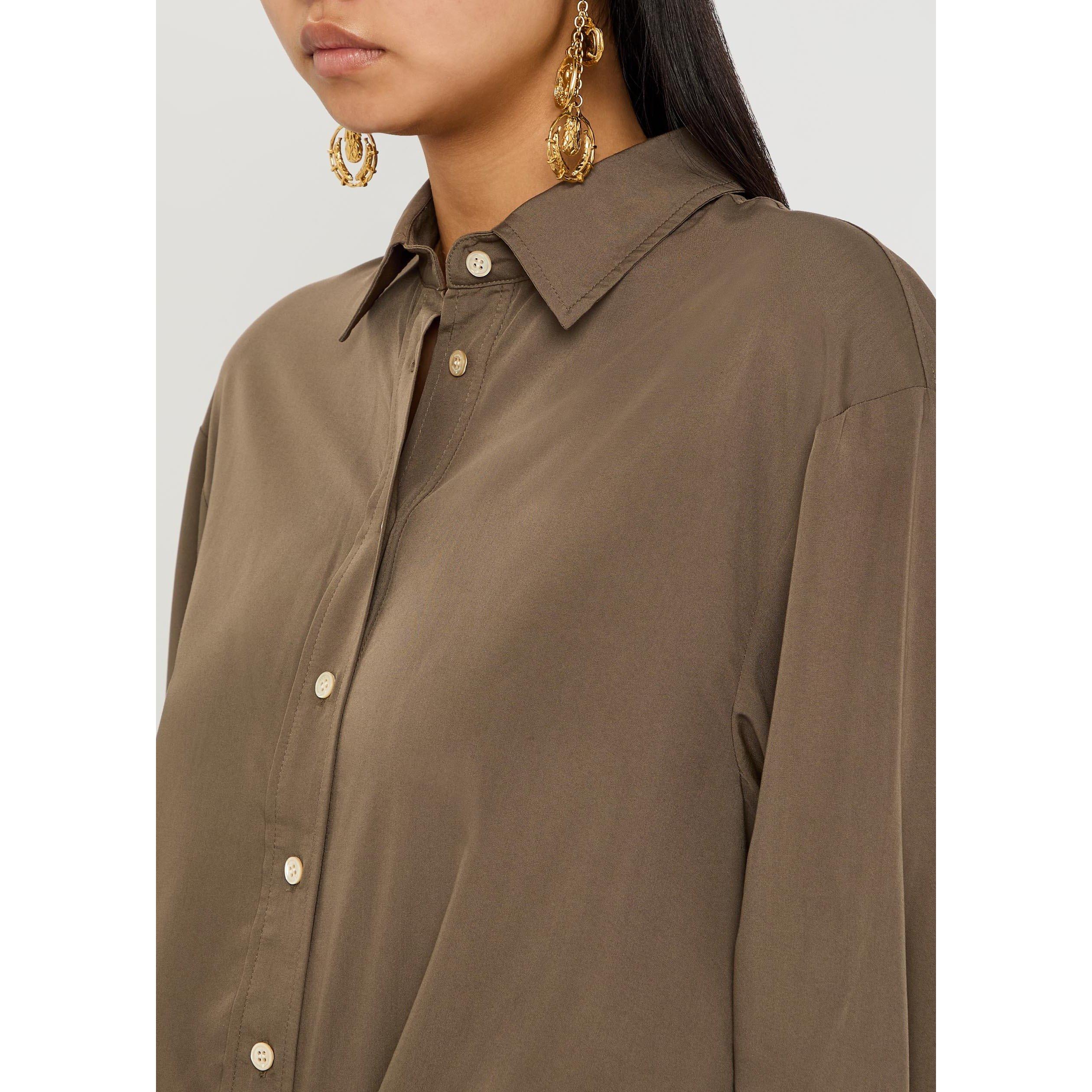 KHAKI - Isabel Marant - Women's Fabriza-GA Modal Oversized-Fit Long-Sleeve Blouse - 4