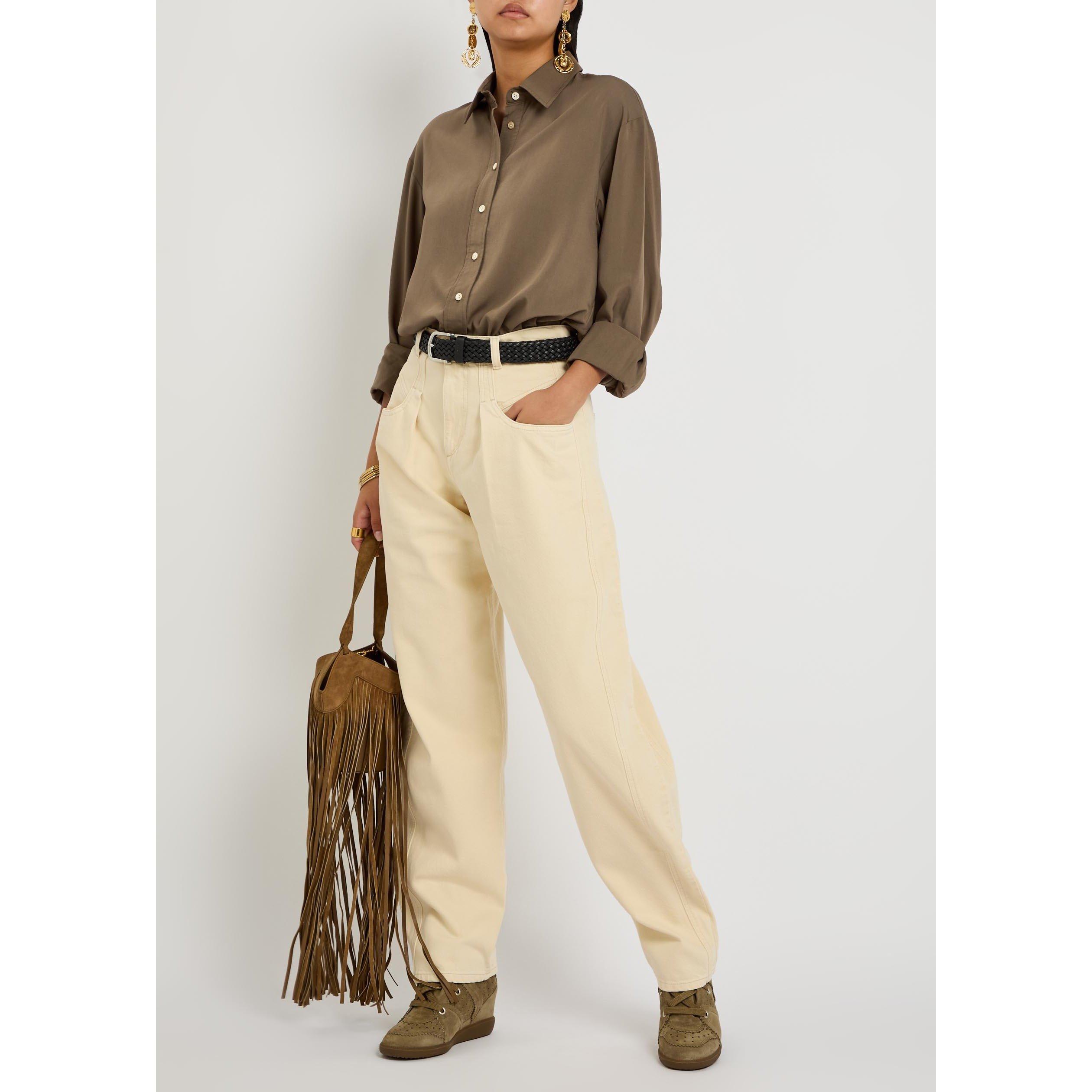 KHAKI - Isabel Marant - Women's Fabriza-GA Modal Oversized-Fit Long-Sleeve Blouse - 5