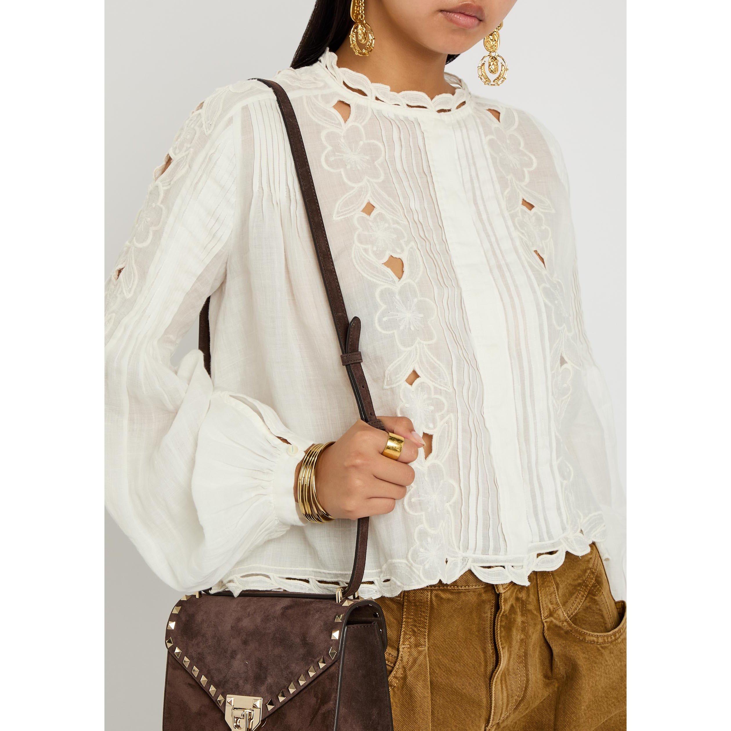 WHITE - Isabel Marant - Women's Rubra-Ga Embroidered Ramie Oversized-Fit Blouse - 4