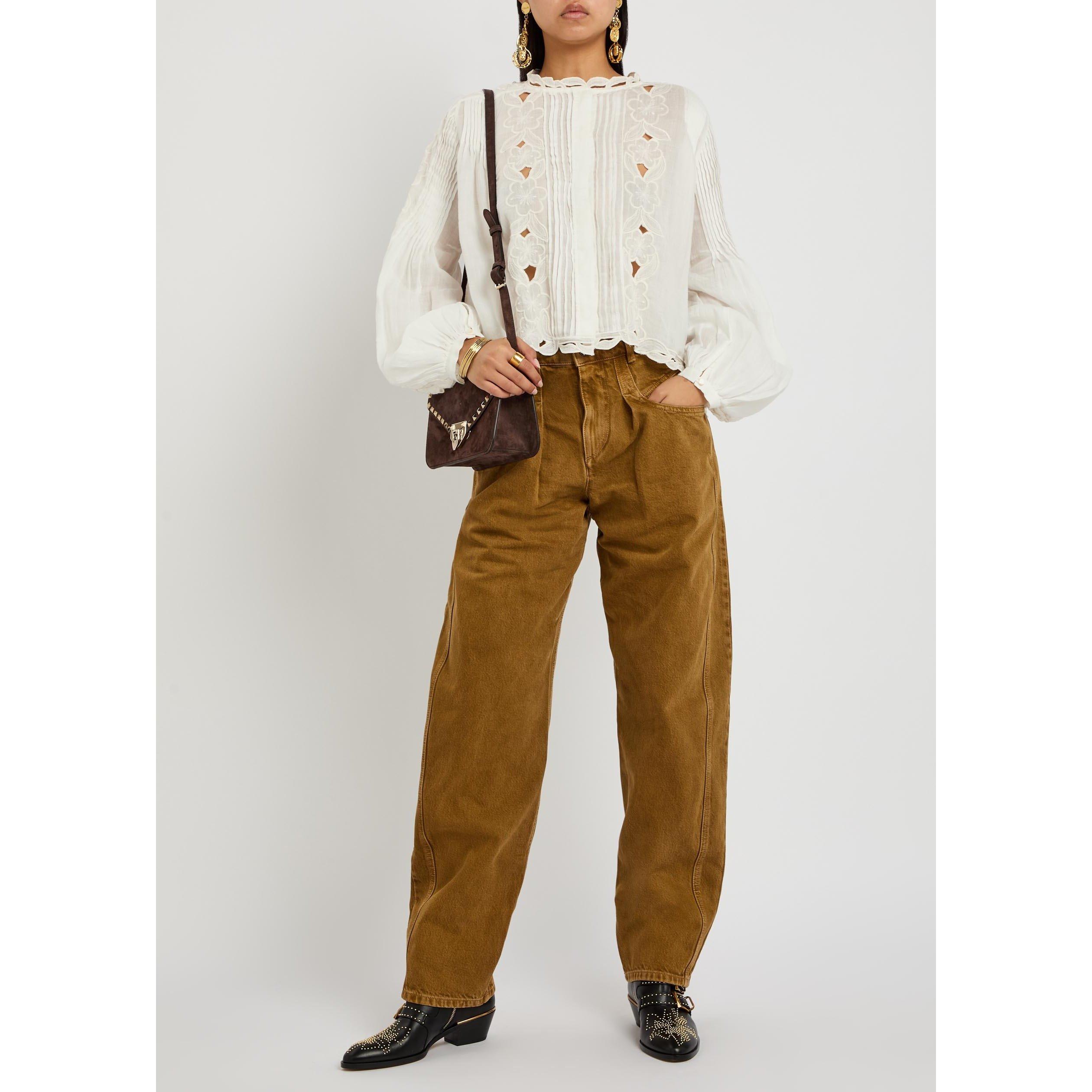 WHITE - Isabel Marant - Women's Rubra-Ga Embroidered Ramie Oversized-Fit Blouse - 5