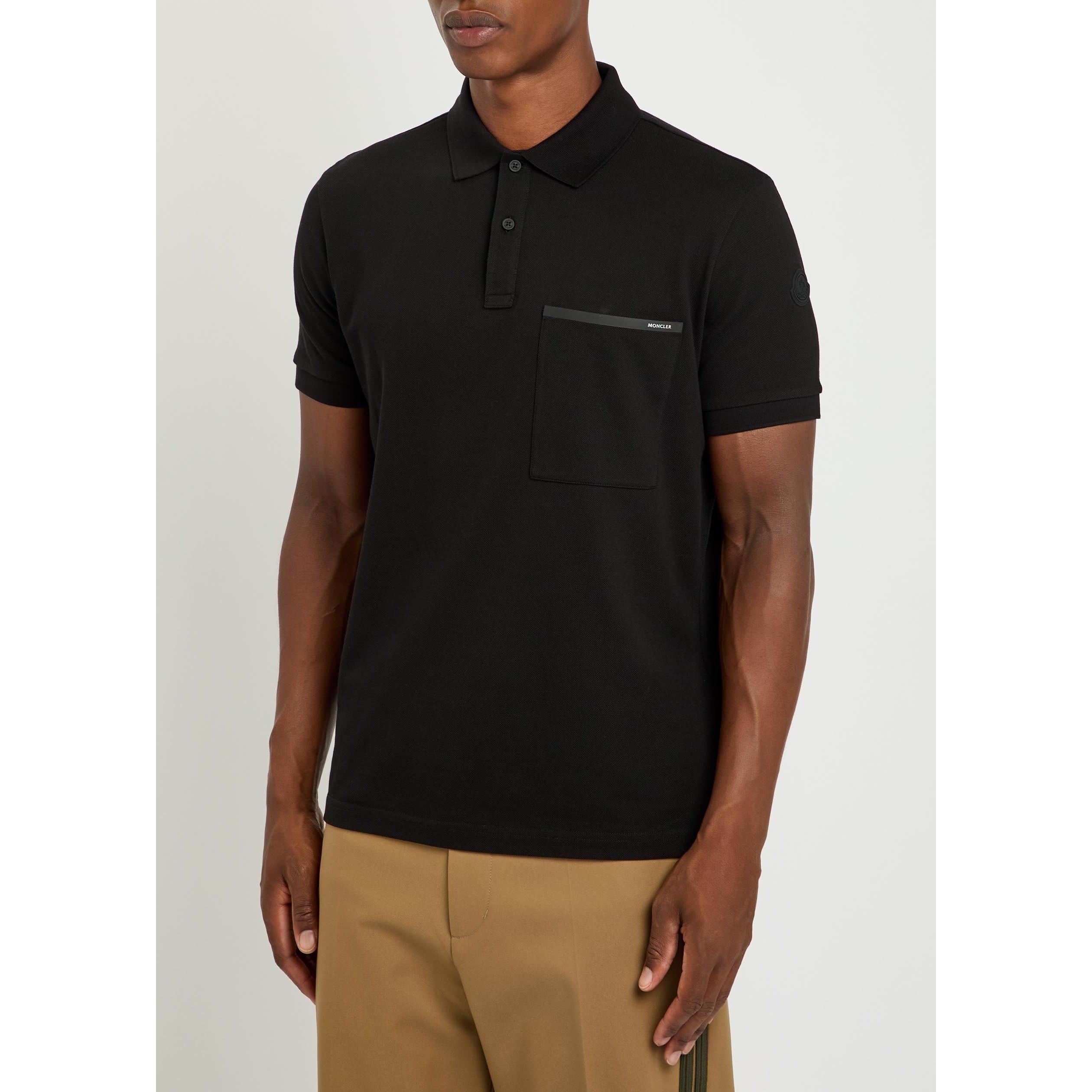 BLACK - Moncler - Men's Short-Sleeve Cotton Polo Shirt - 2