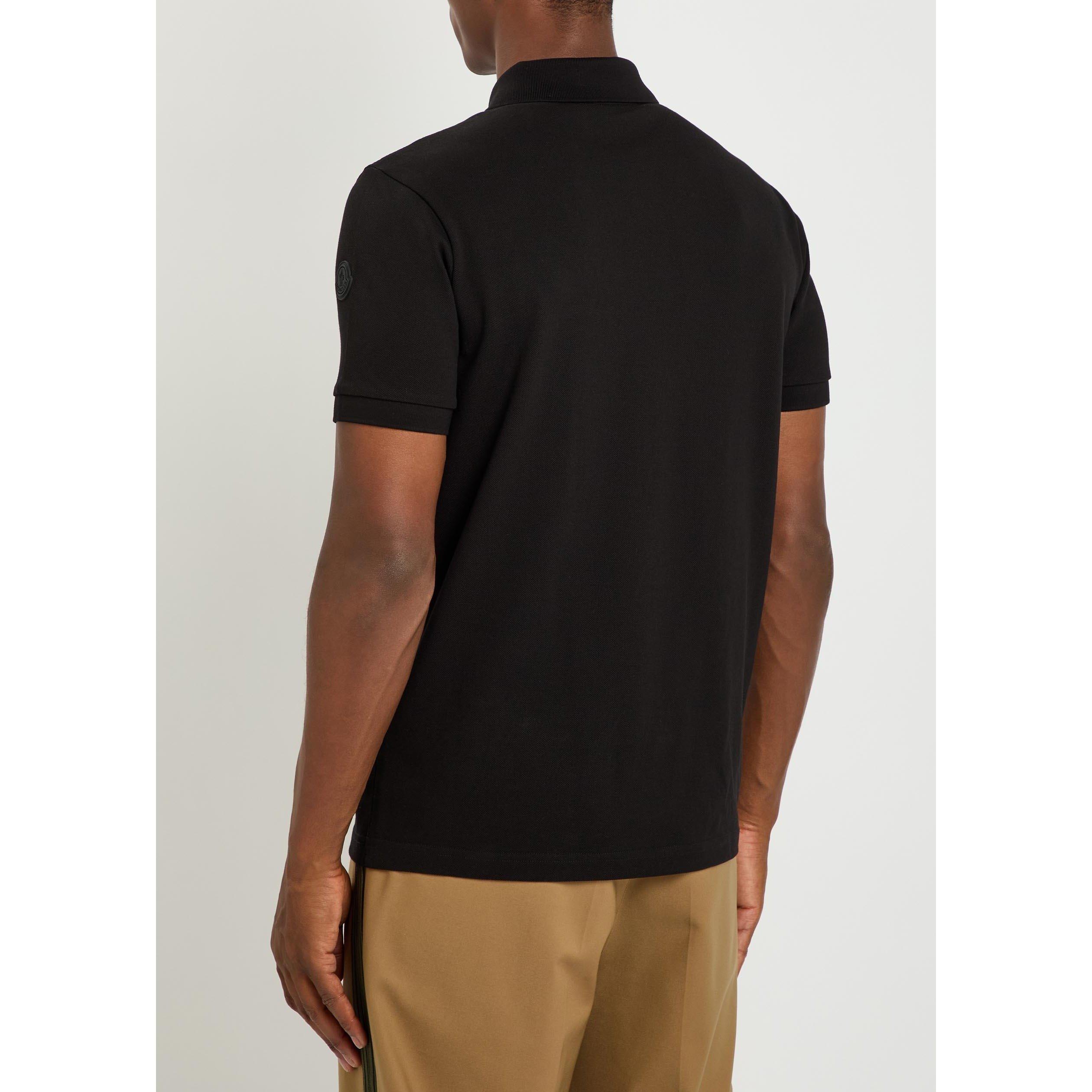 BLACK - Moncler - Men's Short-Sleeve Cotton Polo Shirt - 3