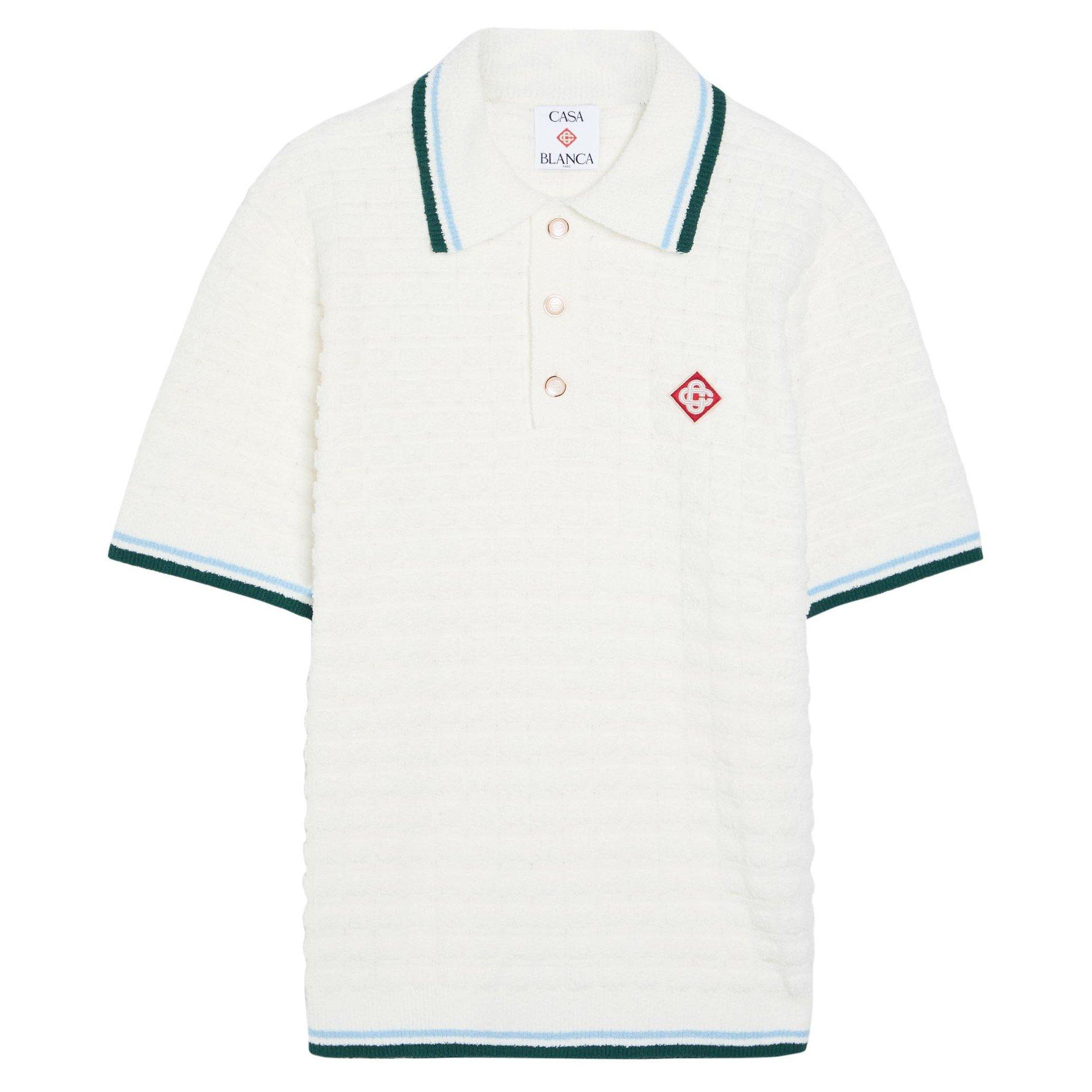 WHITE - Casablanca - CASA BOUCLE SHORT SLEEVE POLO - 1