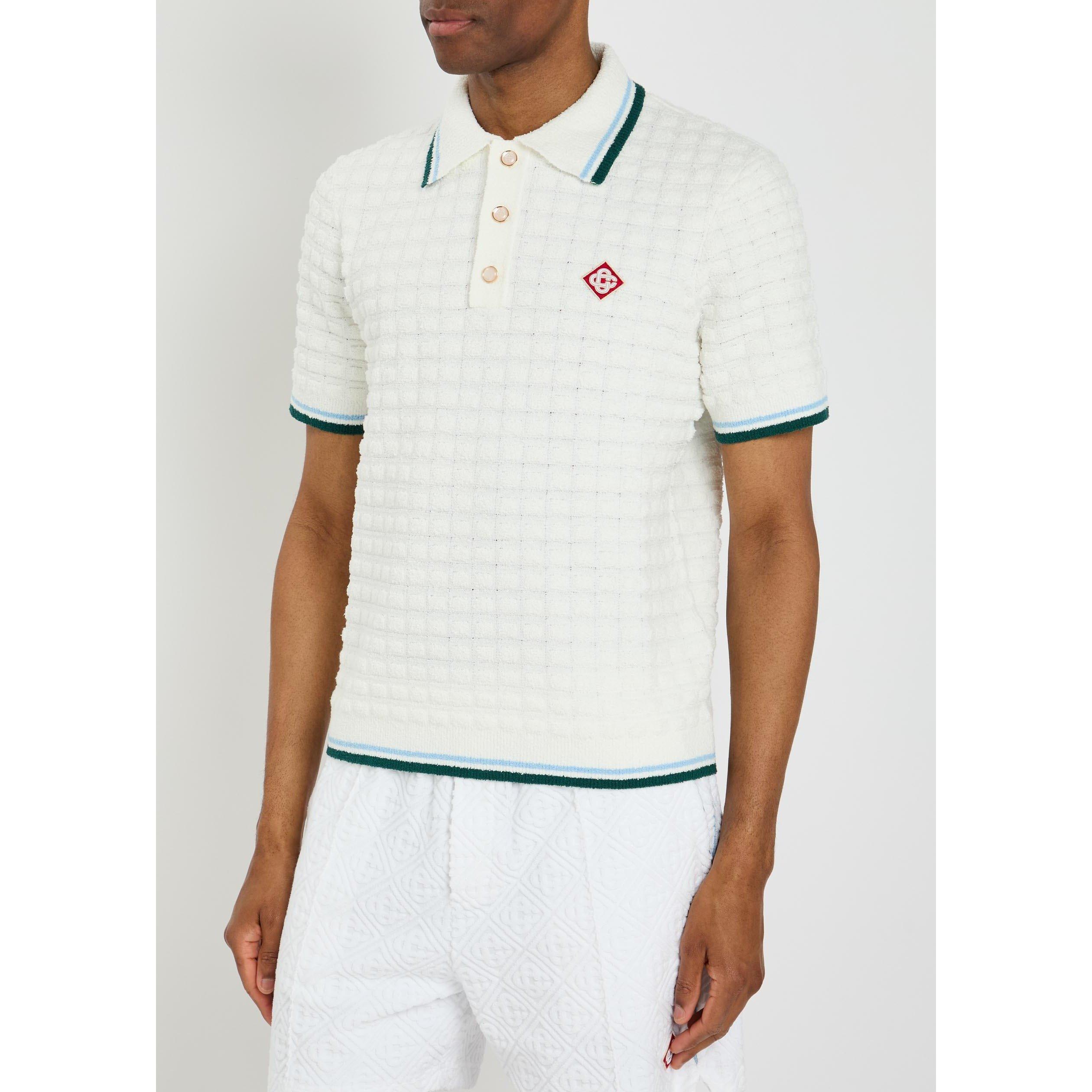 WHITE - Casablanca - CASA BOUCLE SHORT SLEEVE POLO - 2