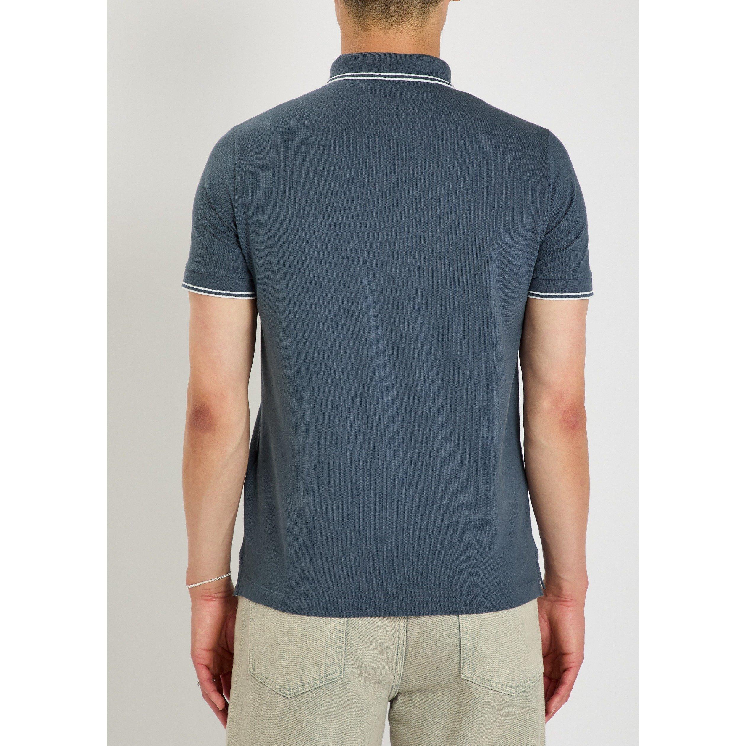 BLUE DARK - Stone Island - Men's Compass Cotton Slim-Fit Short-Sleeve Polo - 3