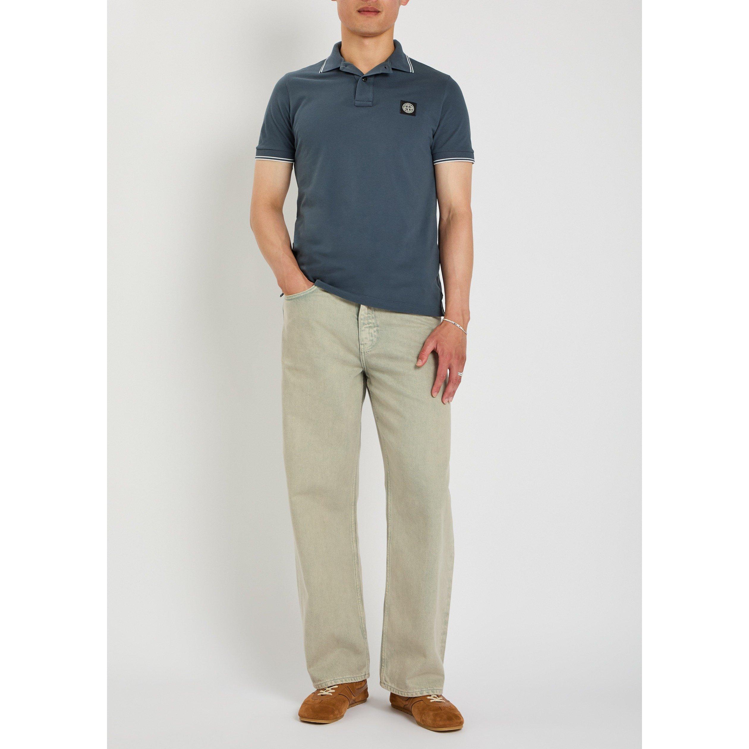 BLUE DARK - Stone Island - Men's Compass Cotton Slim-Fit Short-Sleeve Polo - 5