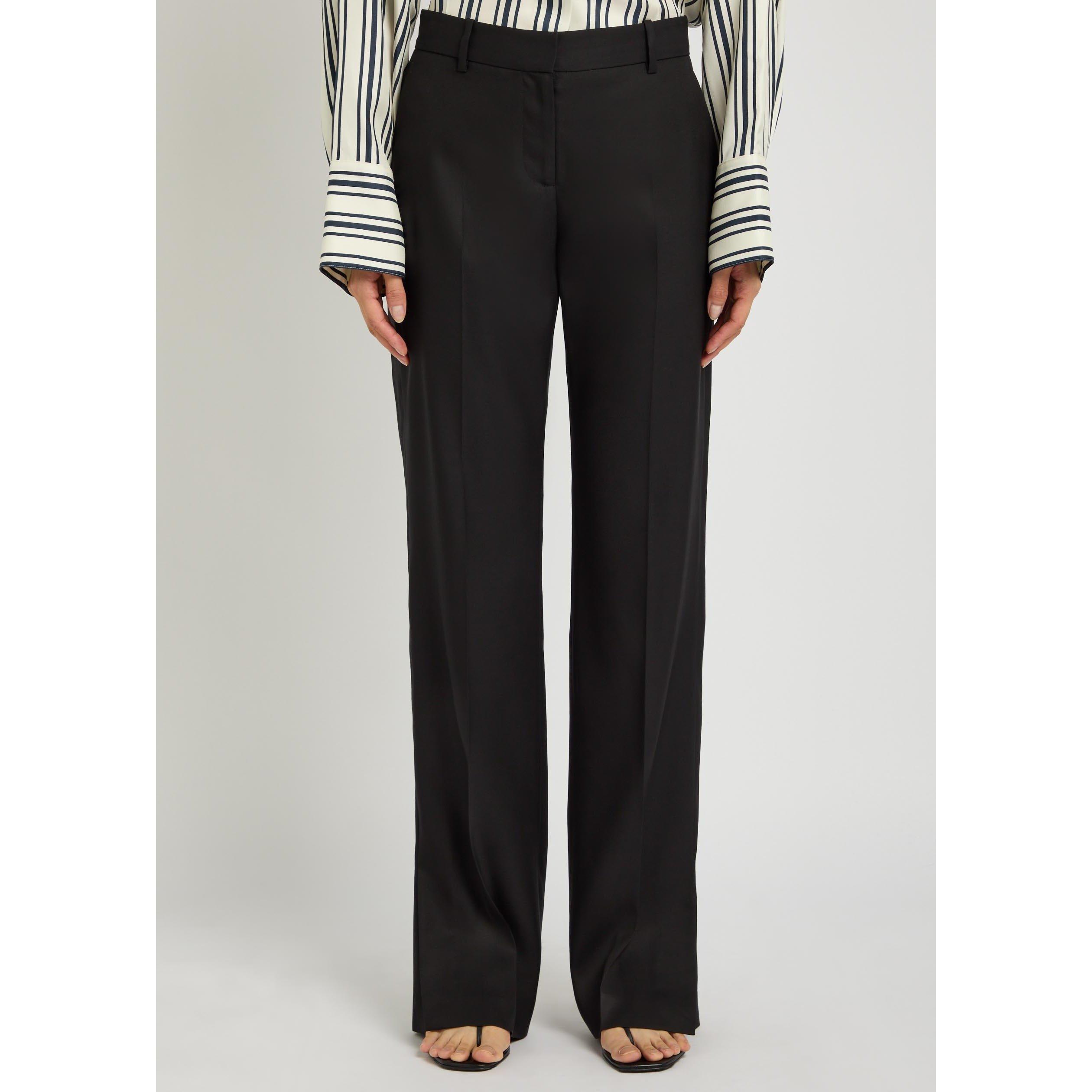 BLACK - Unknown - Women's Petula Silk Straight-Leg Trousers - 2