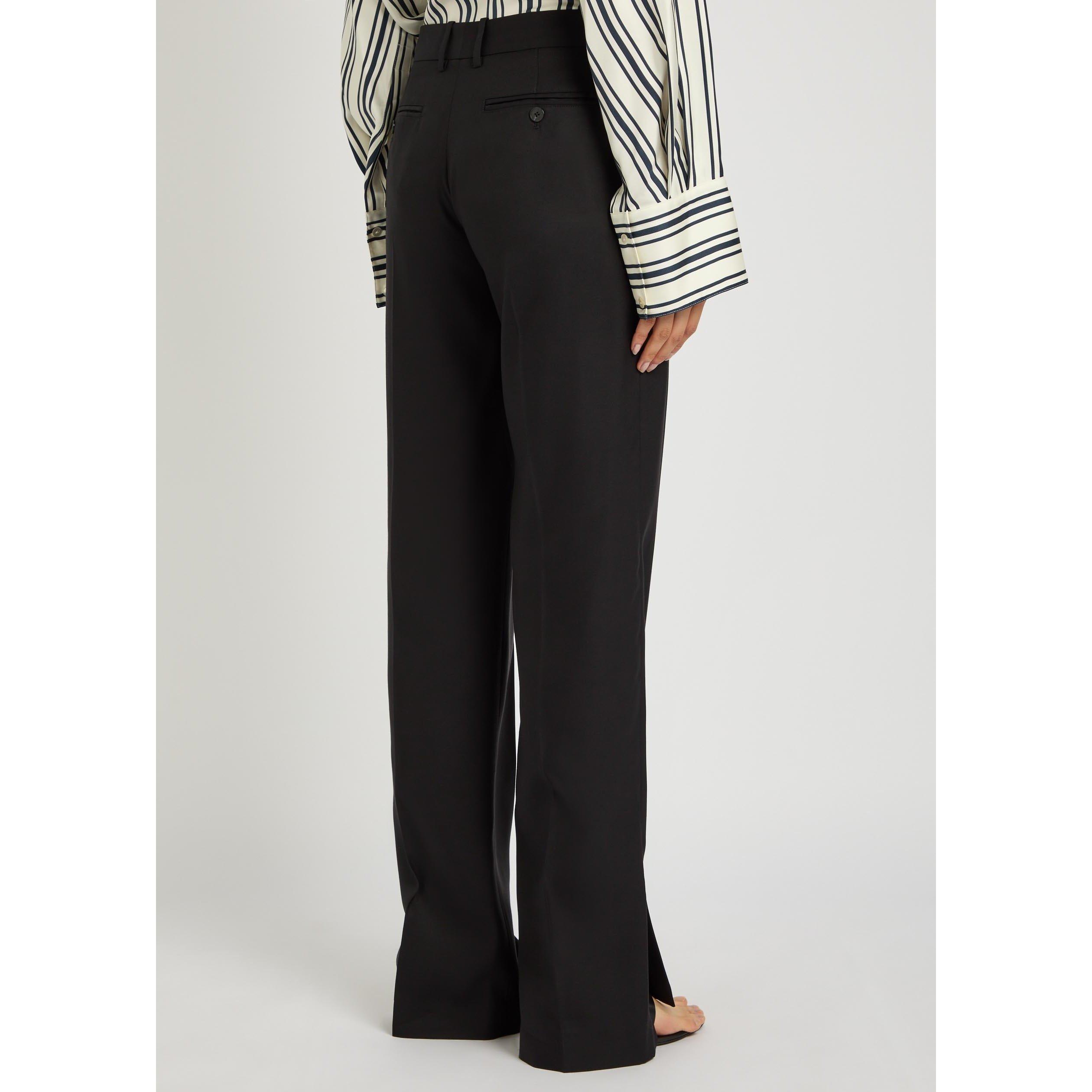 BLACK - Unknown - Women's Petula Silk Straight-Leg Trousers - 3