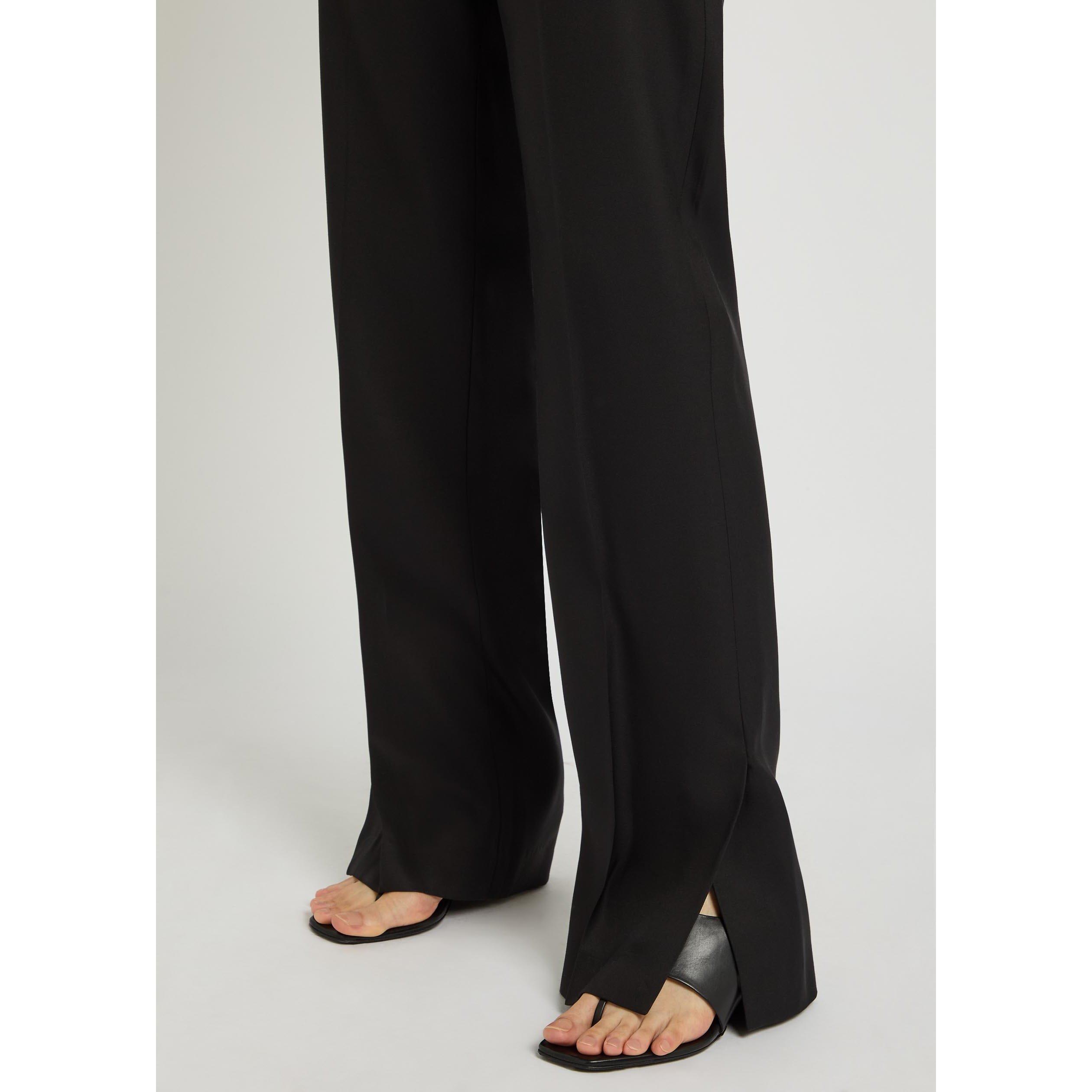 BLACK - Unknown - Women's Petula Silk Straight-Leg Trousers - 4
