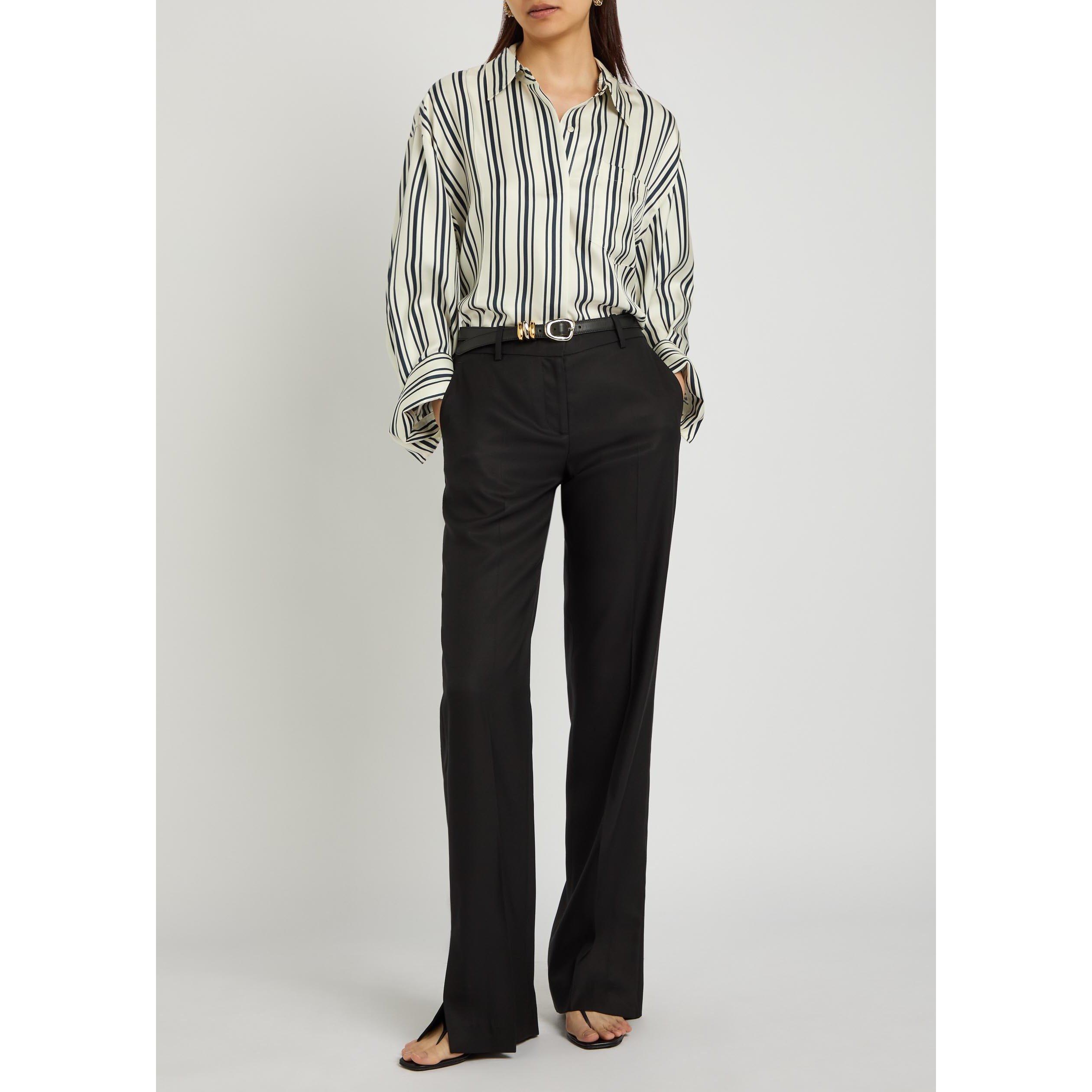 BLACK - Unknown - Women's Petula Silk Straight-Leg Trousers - 5
