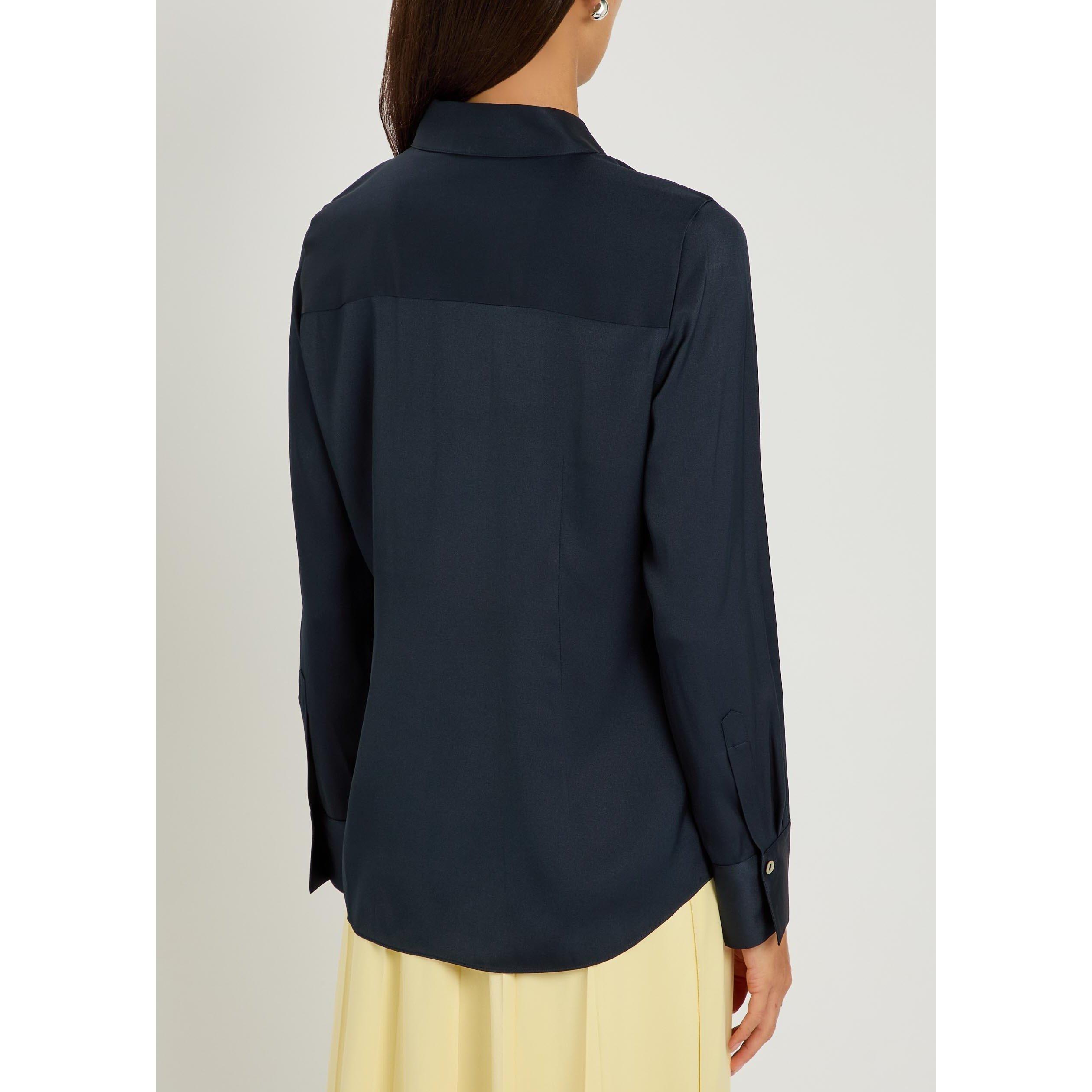 NAVY - Vince - Women's Silk Long-Sleeve Slim-Fit Blouse - 3