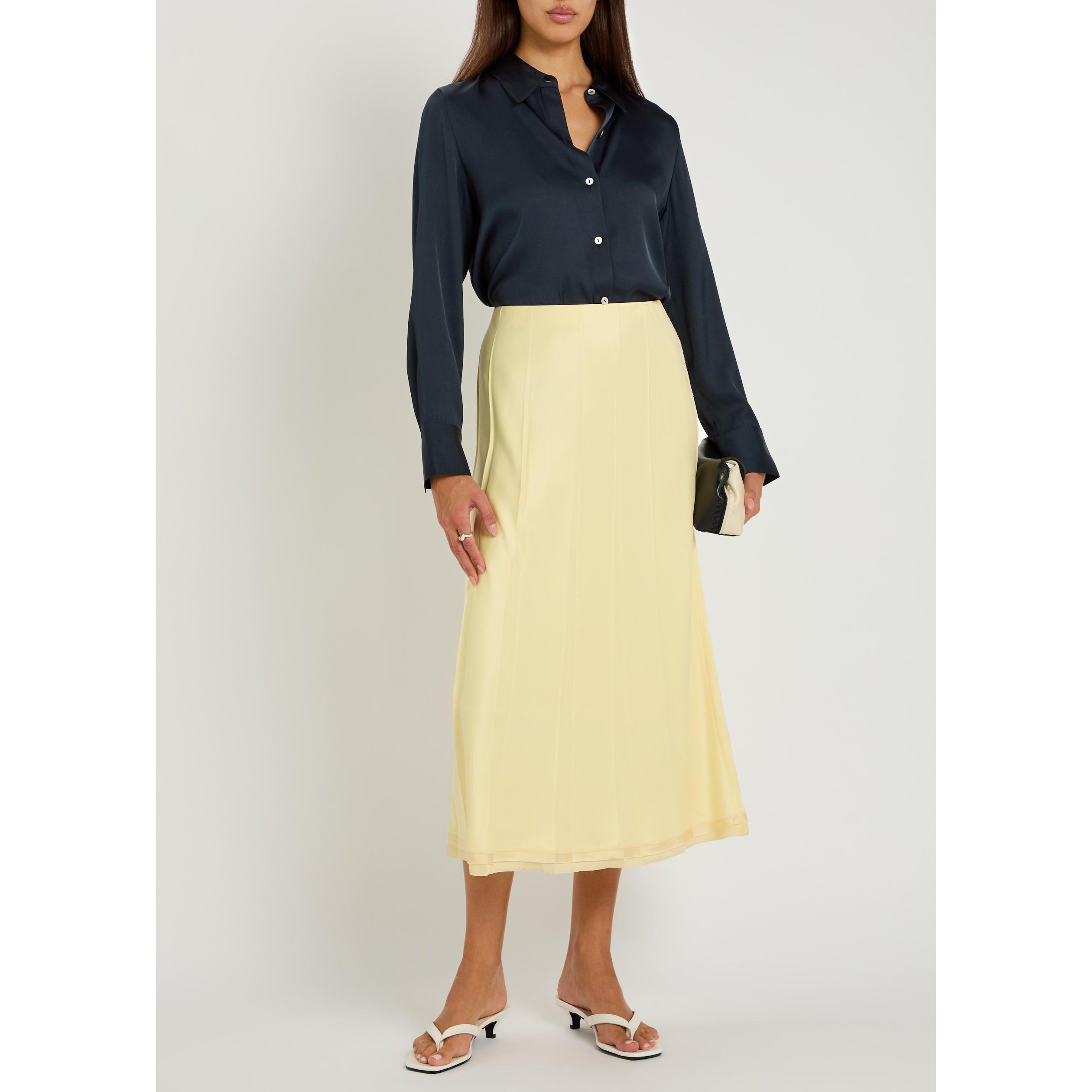 NAVY - Vince - Women's Silk Long-Sleeve Slim-Fit Blouse - 5