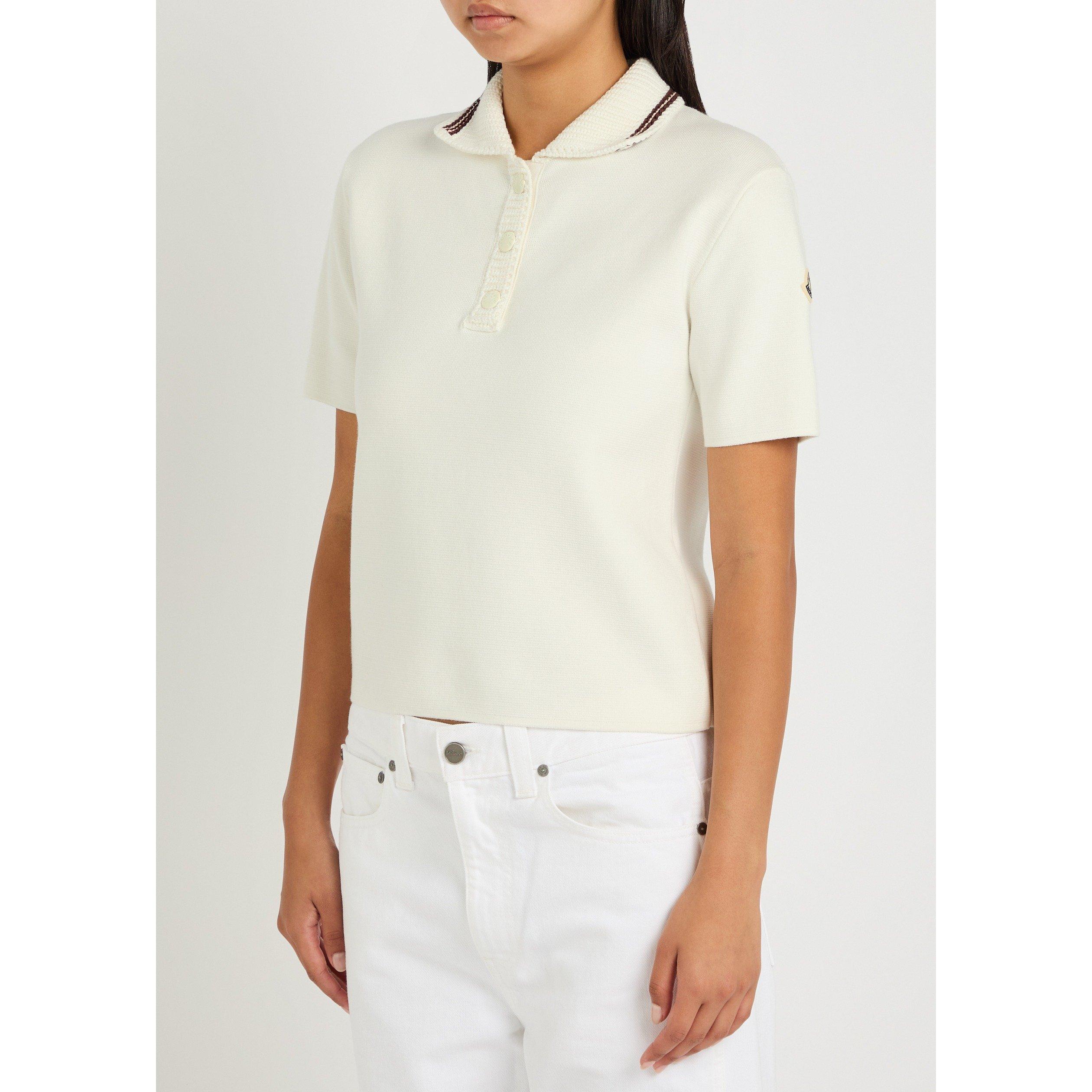 WHITE - Moncler - Women's Short-Sleeve Cotton Slim-Fit Polo Shirt - 2