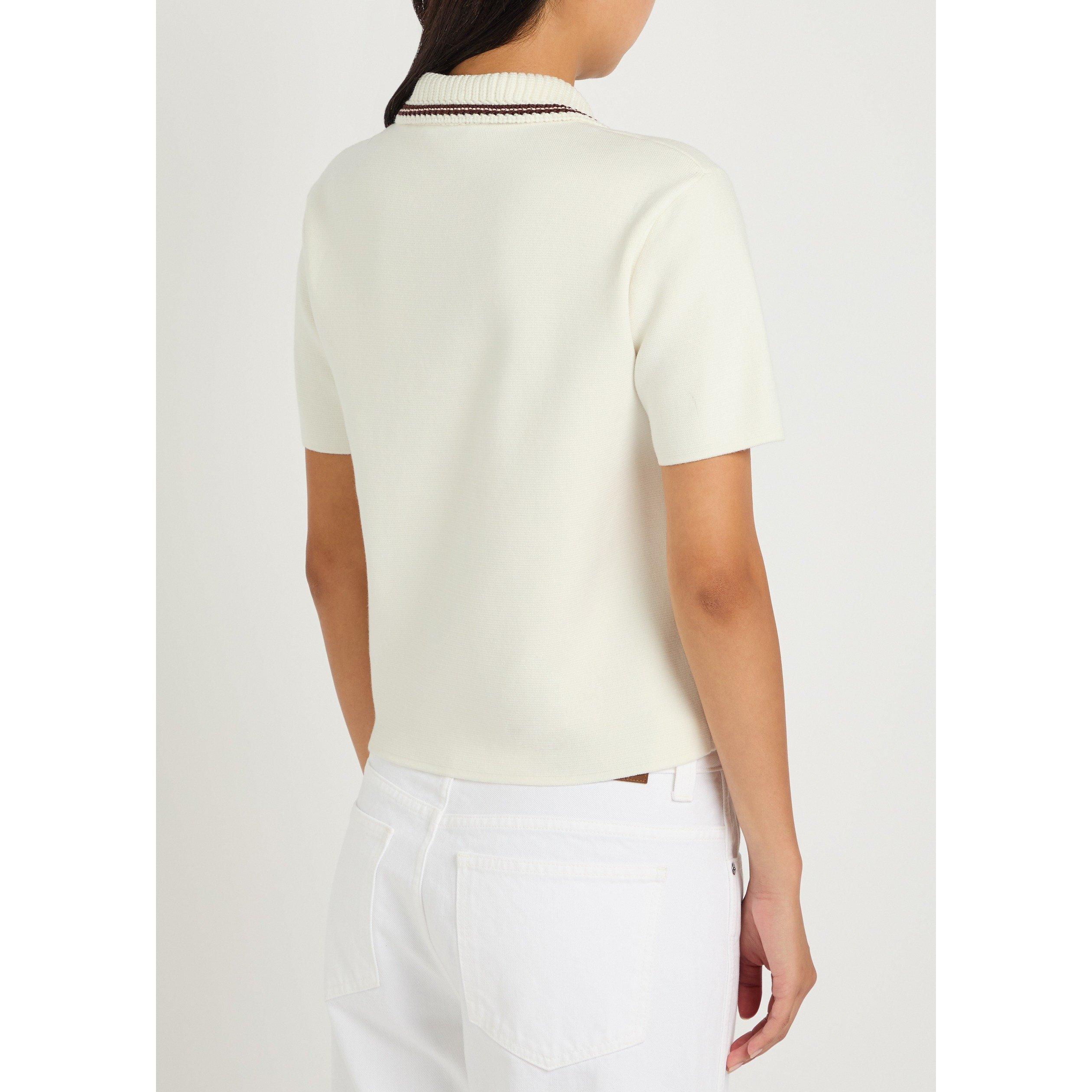 WHITE - Moncler - Women's Short-Sleeve Cotton Slim-Fit Polo Shirt - 3