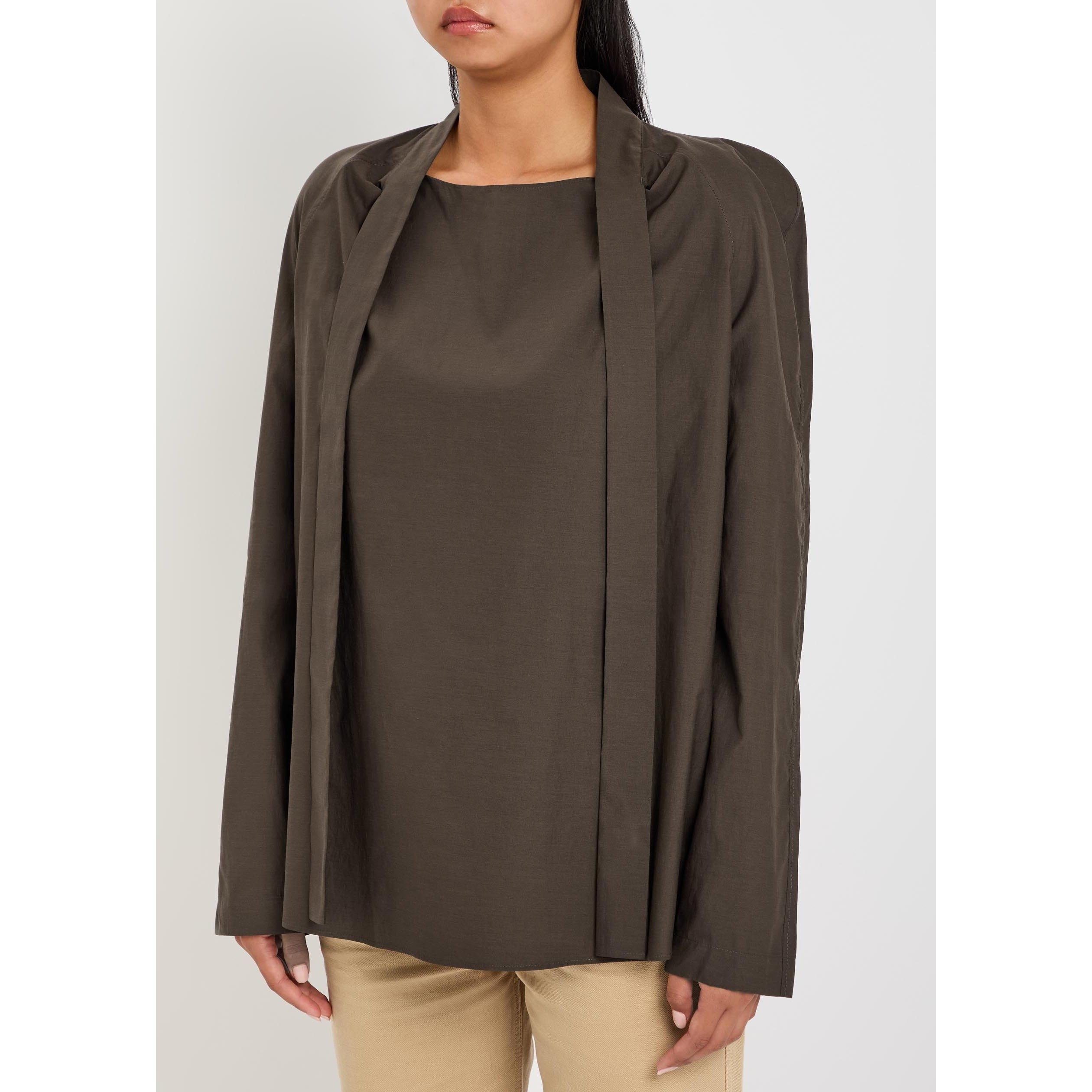 DARK BROWN - Lemaire - Women's Ascot Cotton Silk Blouse - 2