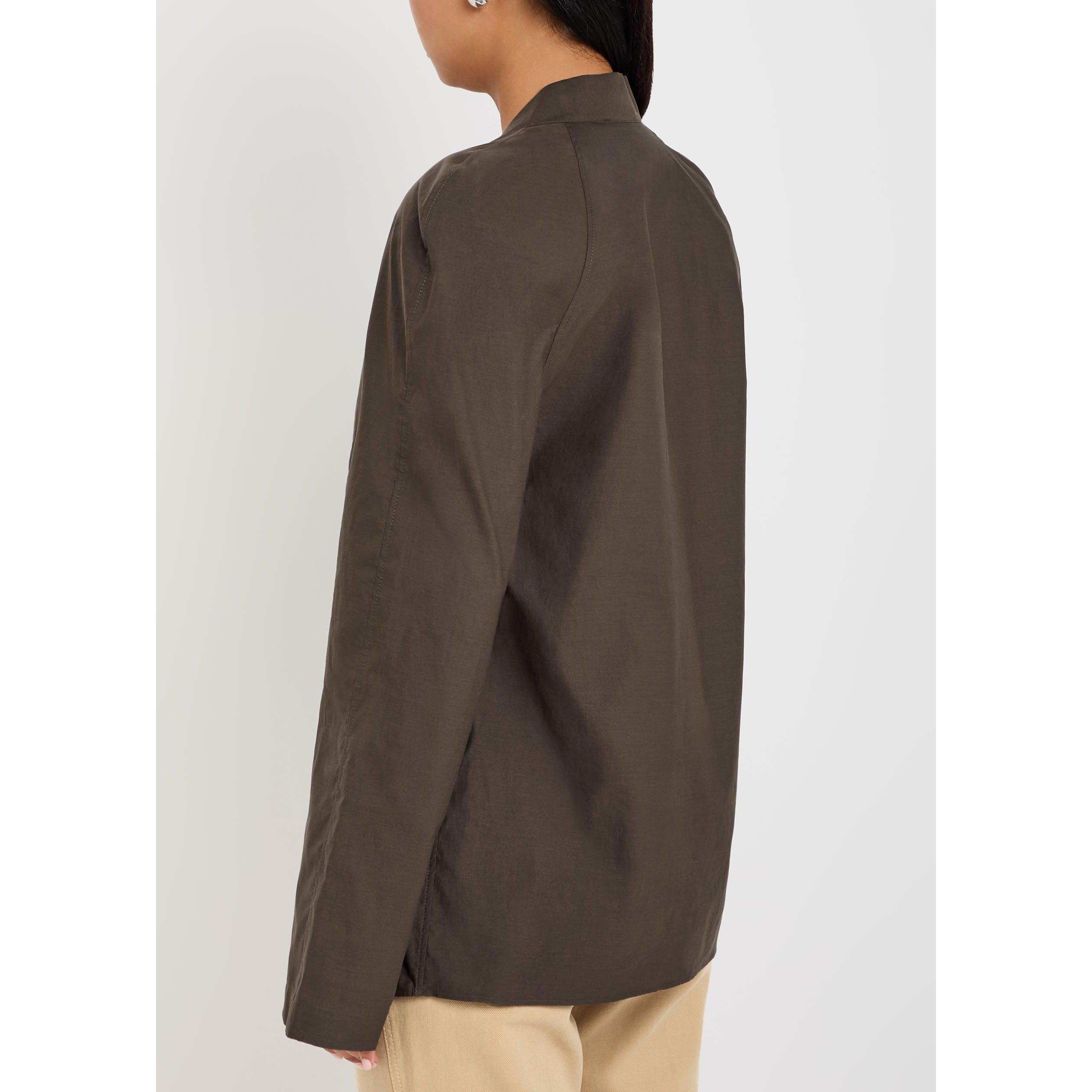 DARK BROWN - Lemaire - Women's Ascot Cotton Silk Blouse - 3