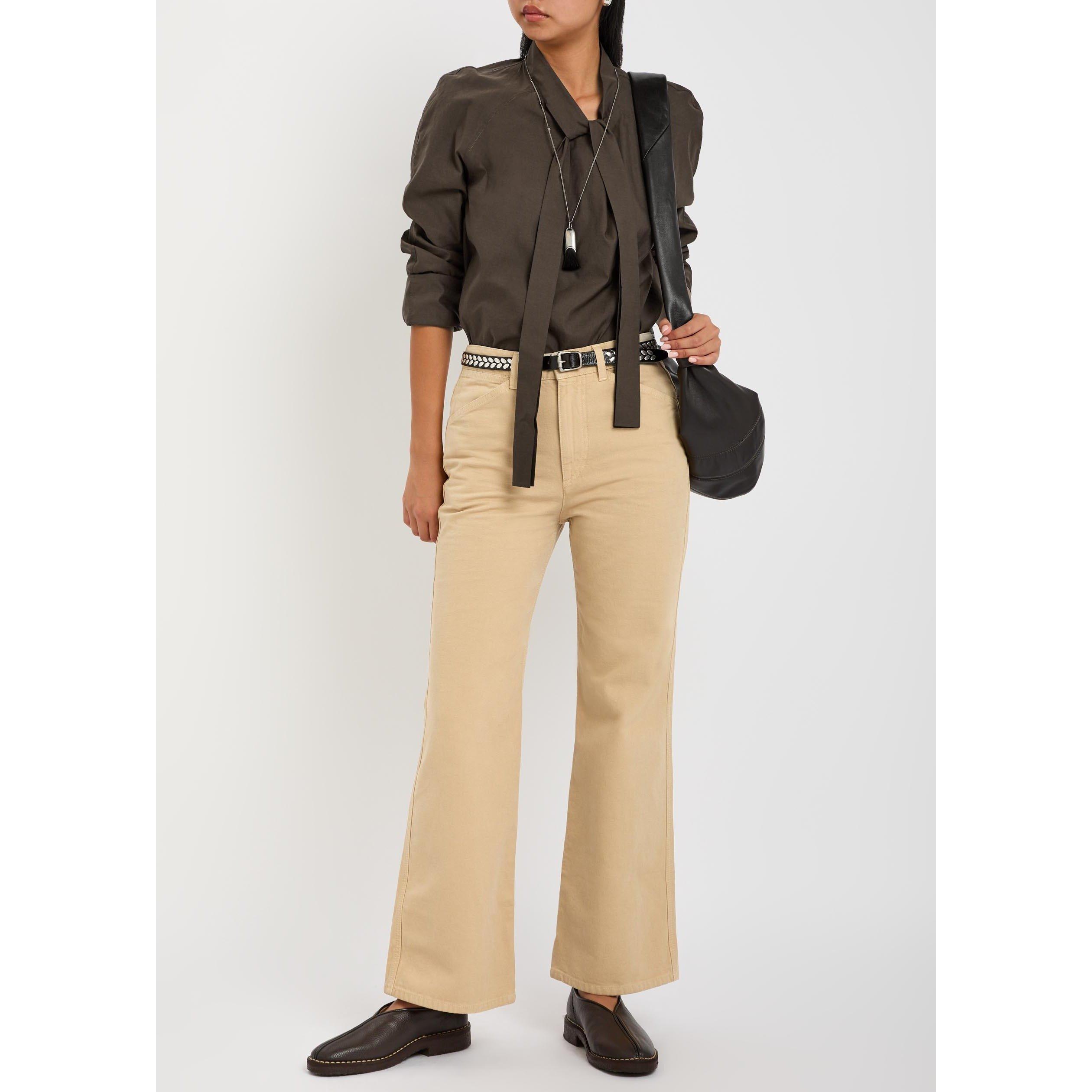 DARK BROWN - Lemaire - Women's Ascot Cotton Silk Blouse - 4