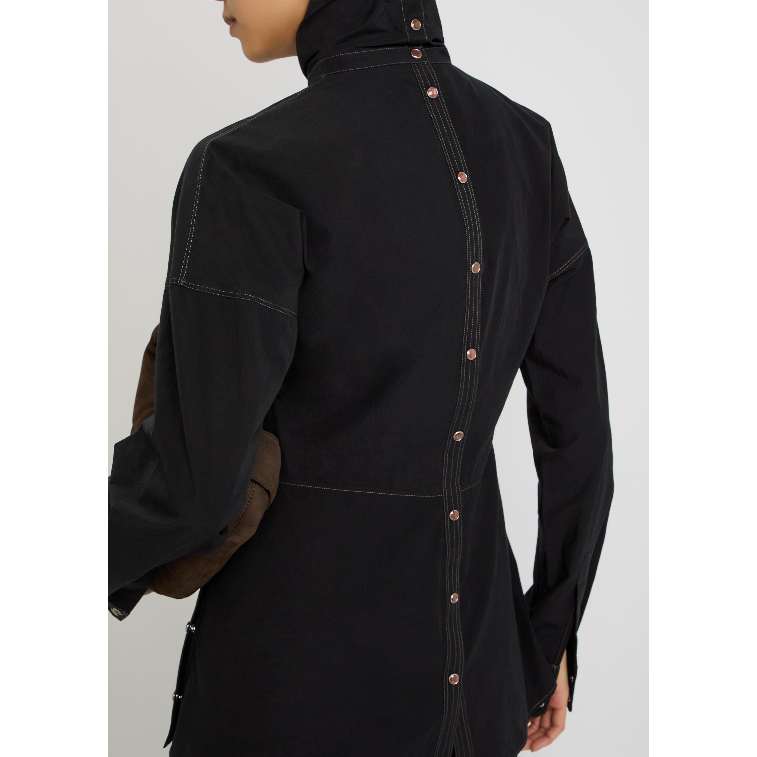 BLACK - Lemaire - Women's Plastron Cotton Long-Sleeve Blouse - 4