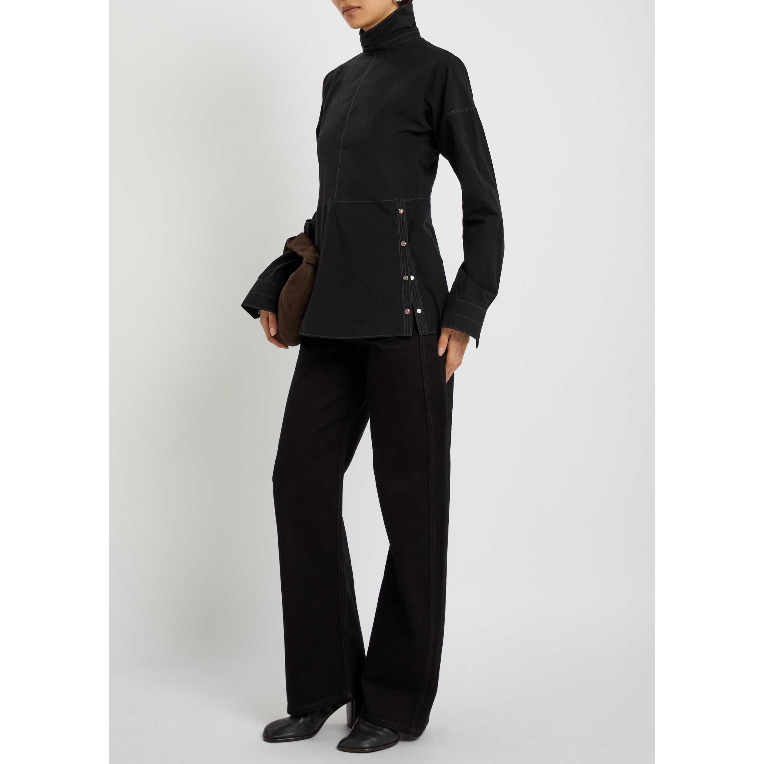 BLACK - Lemaire - Women's Plastron Cotton Long-Sleeve Blouse - 5