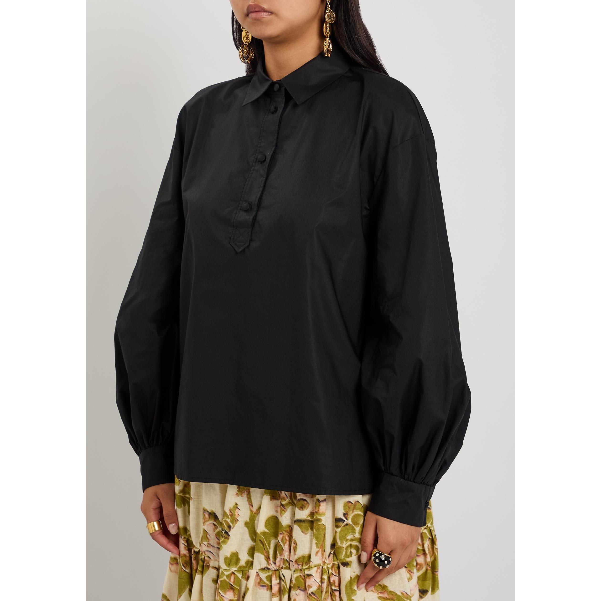 BLACK - La DoubleJ - Women's Poet Oversized-Fit Cotton Blouse - 2